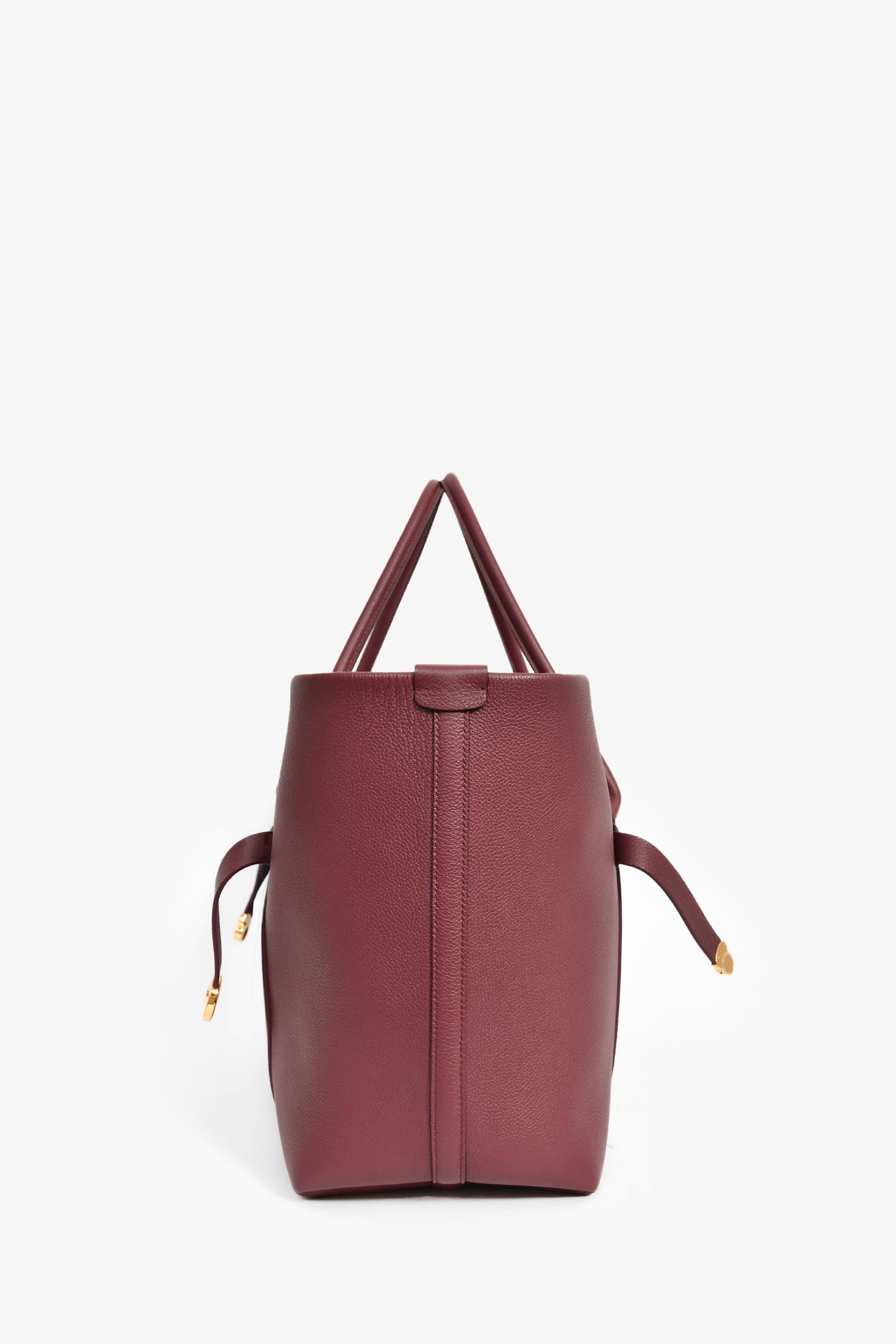 Loro Piana Burgundy Grained Leather 'Ghiera Shopper' Large Tote With Pouch