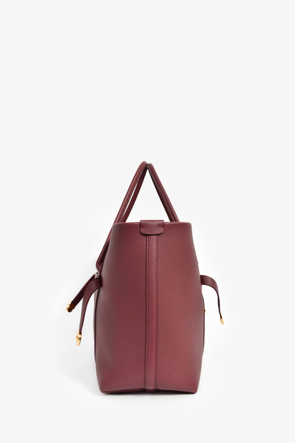 Loro Piana Burgundy Grained Leather 'Ghiera Shopper' Large Tote With Pouch