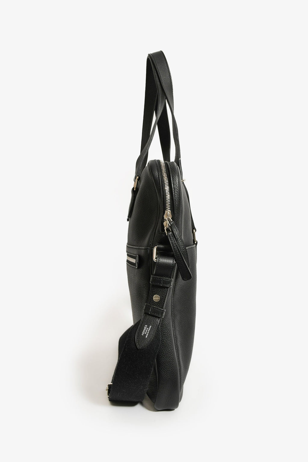 Hermès 2014 Black Evergrain Leather 'Hebdo' Messenger Bag