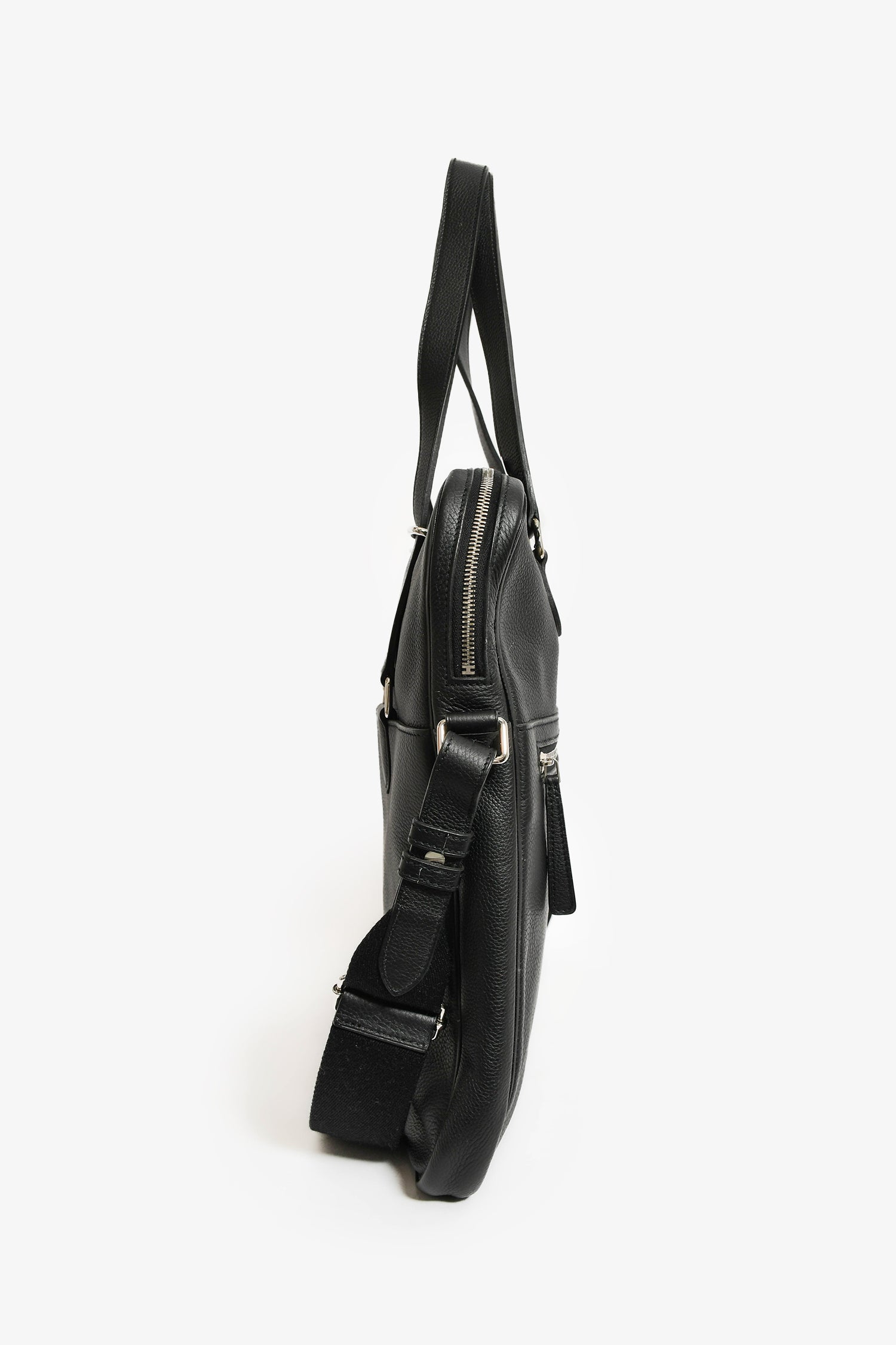 Hermès 2014 Black Evergrain Leather 'Hebdo' Messenger Bag