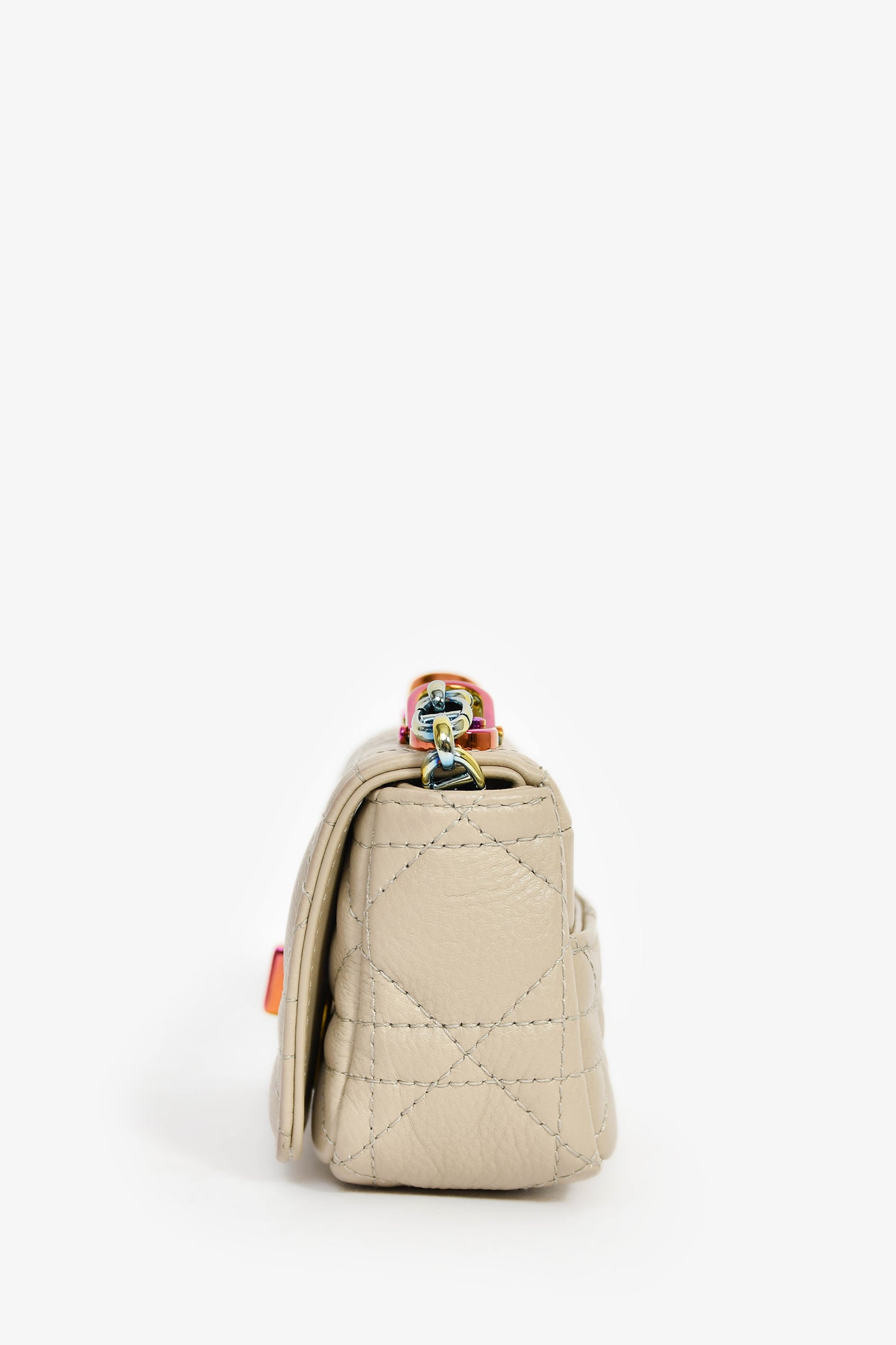Christian Dior 2022 Grey Cannage Micro Caro Bag
