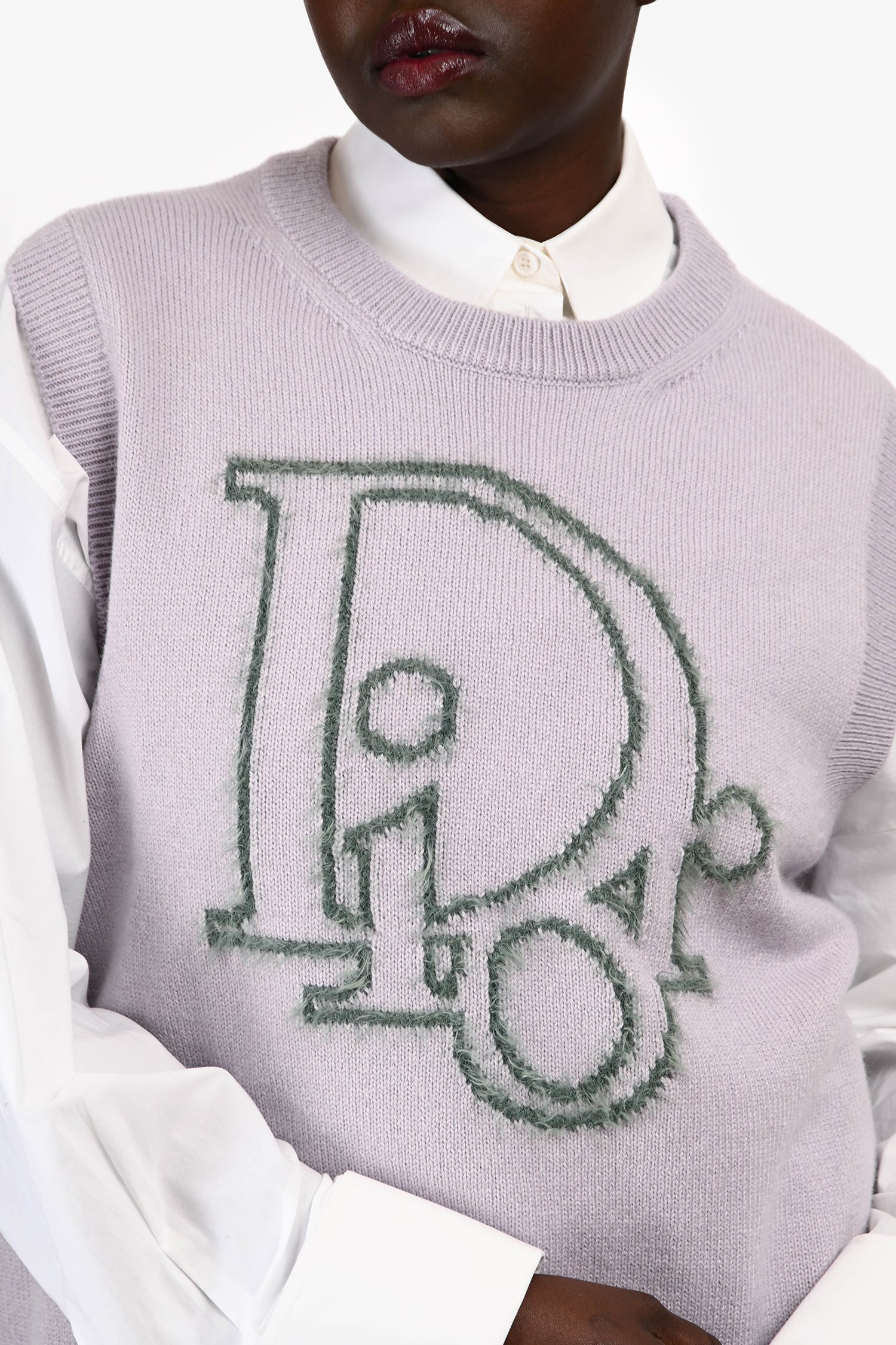 Christian Dior Purple Cashmere Logo Sweater Vest Size XXL Mens