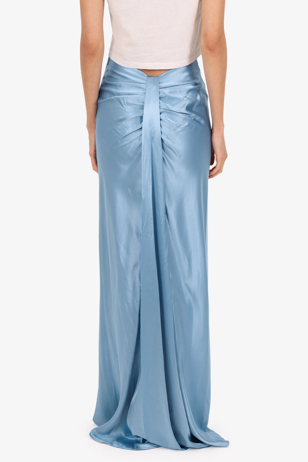 Staud Blue Satin Ruched/Draped Back 'Voyage' Maxi Skirt Size 0