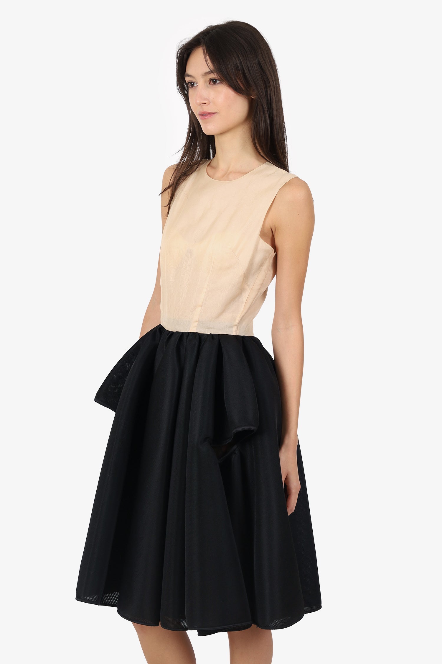 Simone Rocha Cream/Black Silk Organza Sleeveless Dress Size 6