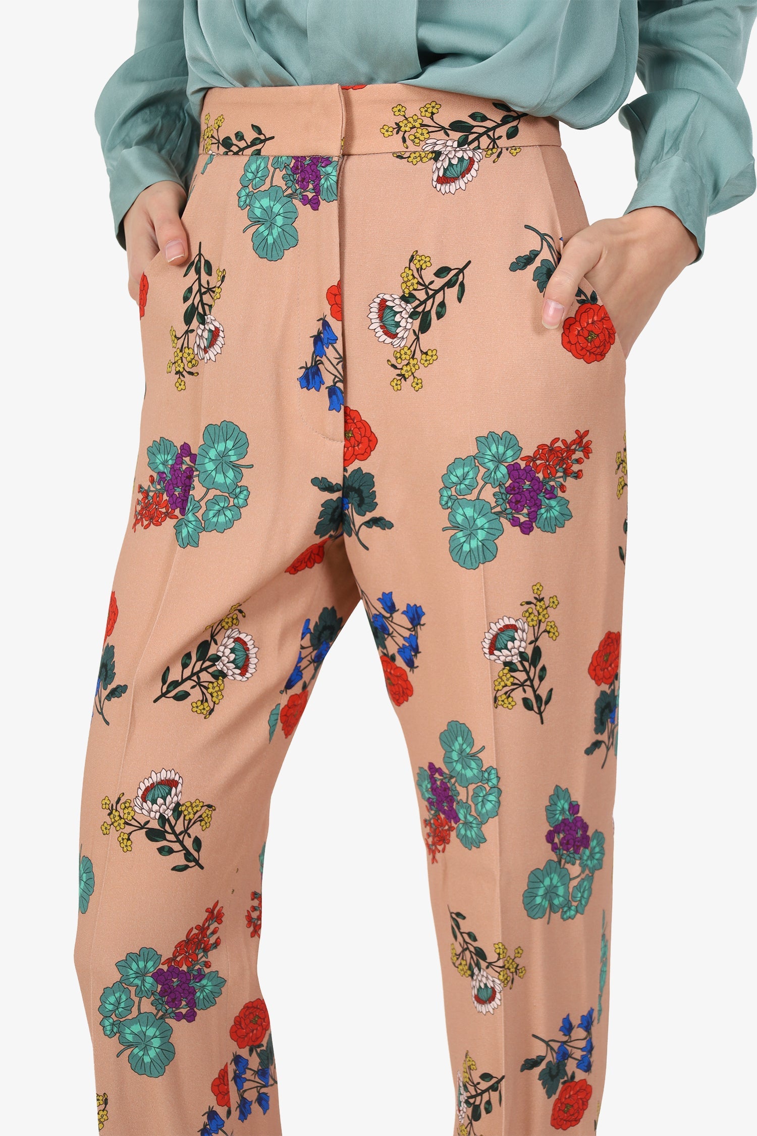 Smythe Beige Floral Print Pants Size 00