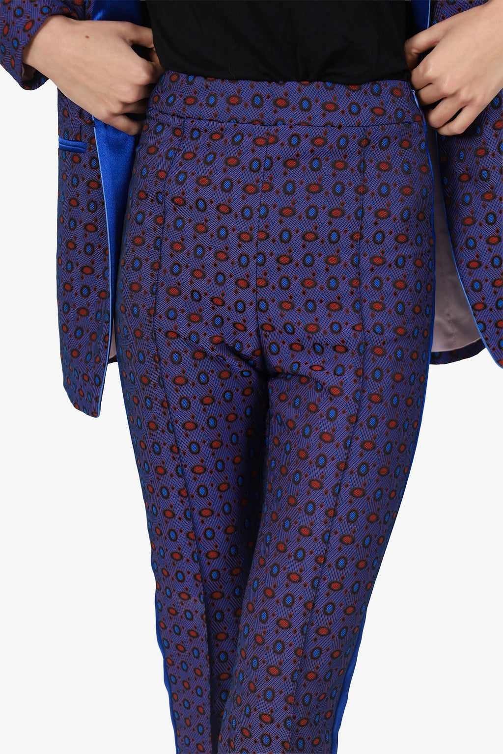 Hebe Studios Blue/Red Patterned Pants Size XS