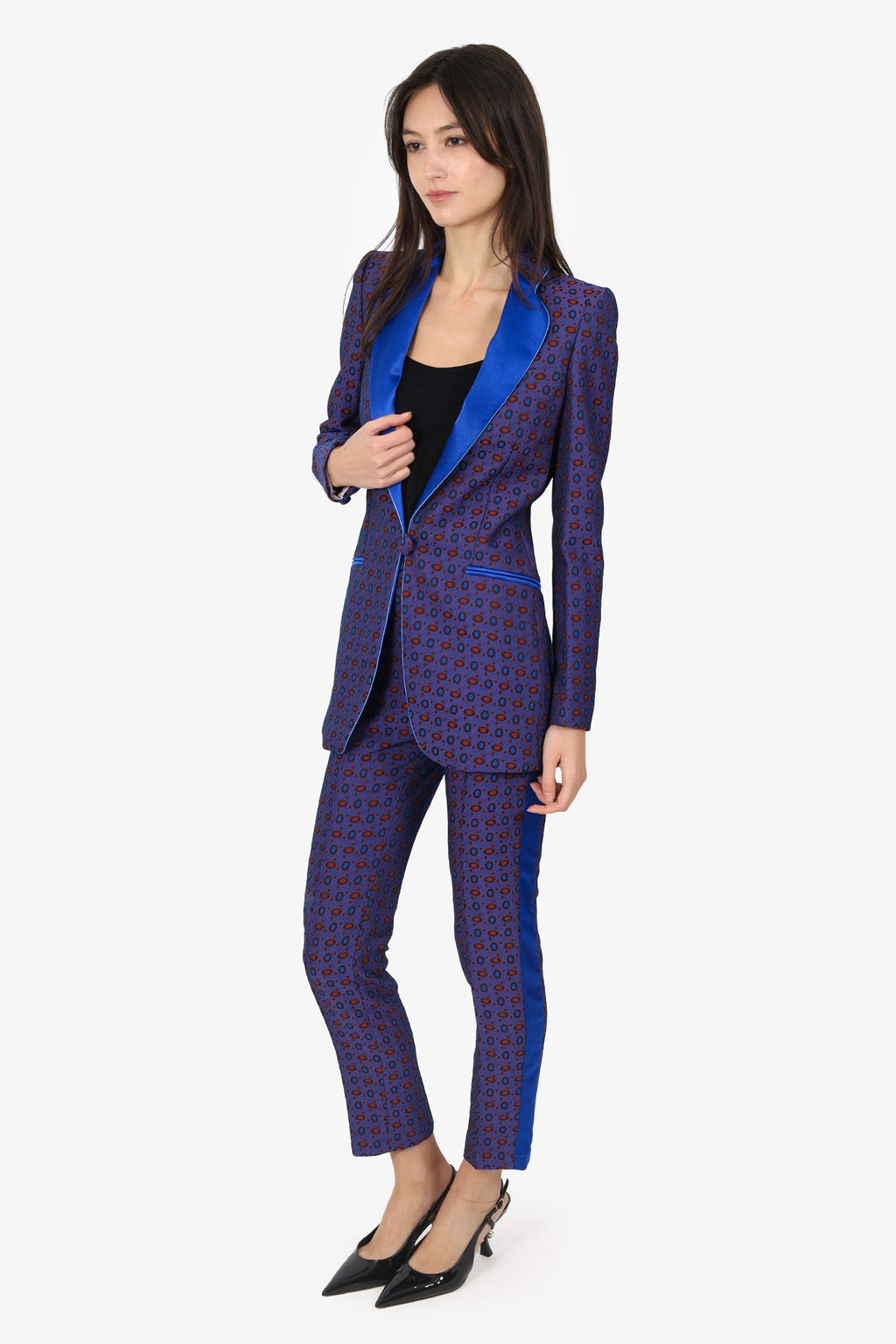 Hebe Studios Blue/Red Patterned Pants Size XS
