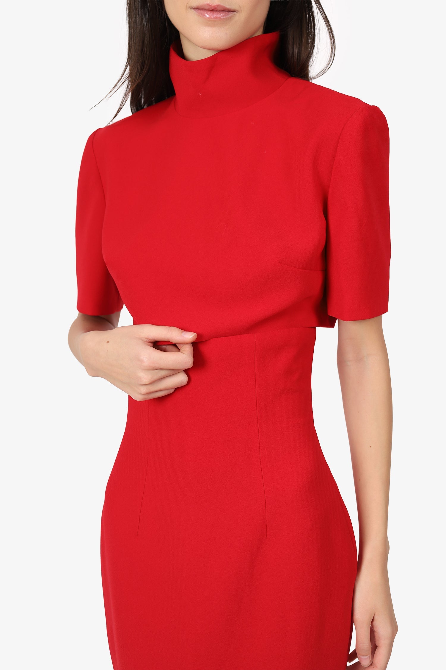 Monot Red Mock Neck Short Sleeve Top + High Waisted Skirt Size 42