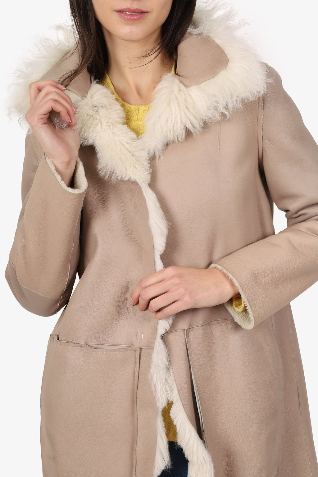 Leather/Shearling Reversible Coat Estimated Size S
