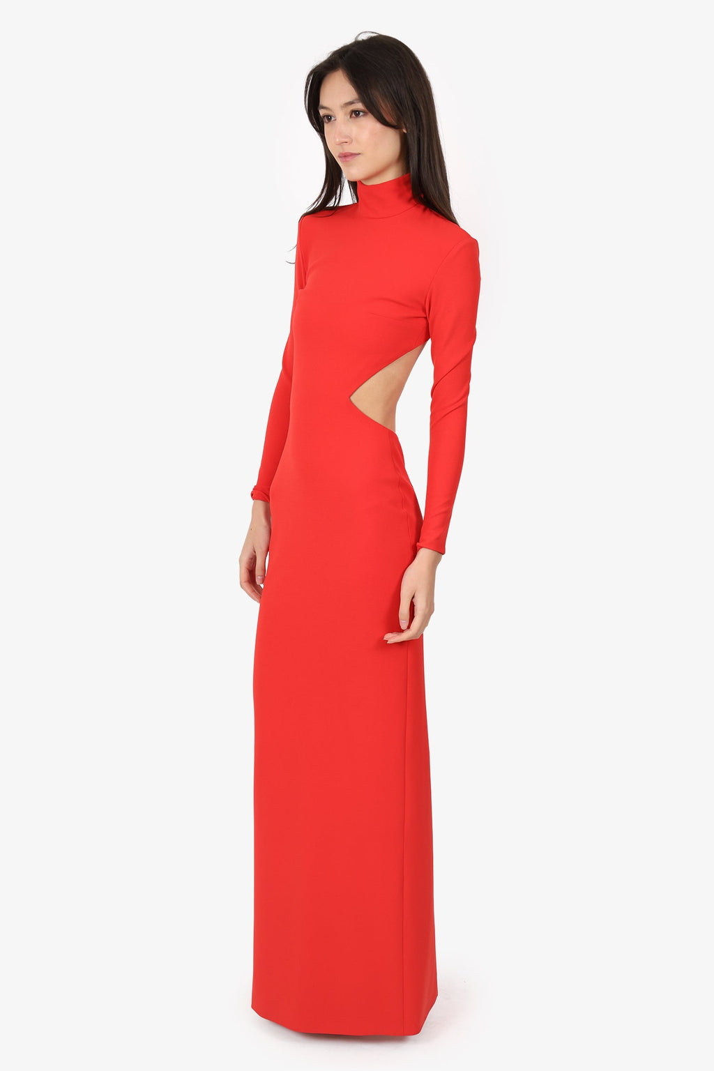 Solace London Orange Mock Neck Backless Long Sleeve Long Gown Size 0