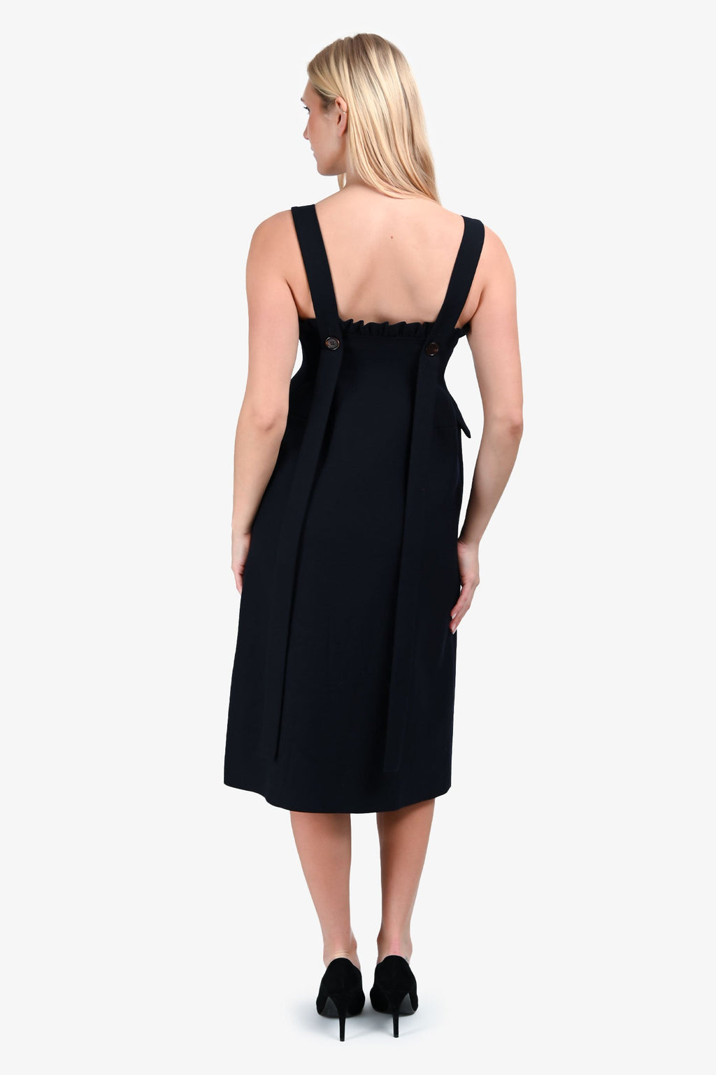 Shushu/Tong Black Wool Bustier Midi Dress Size 8