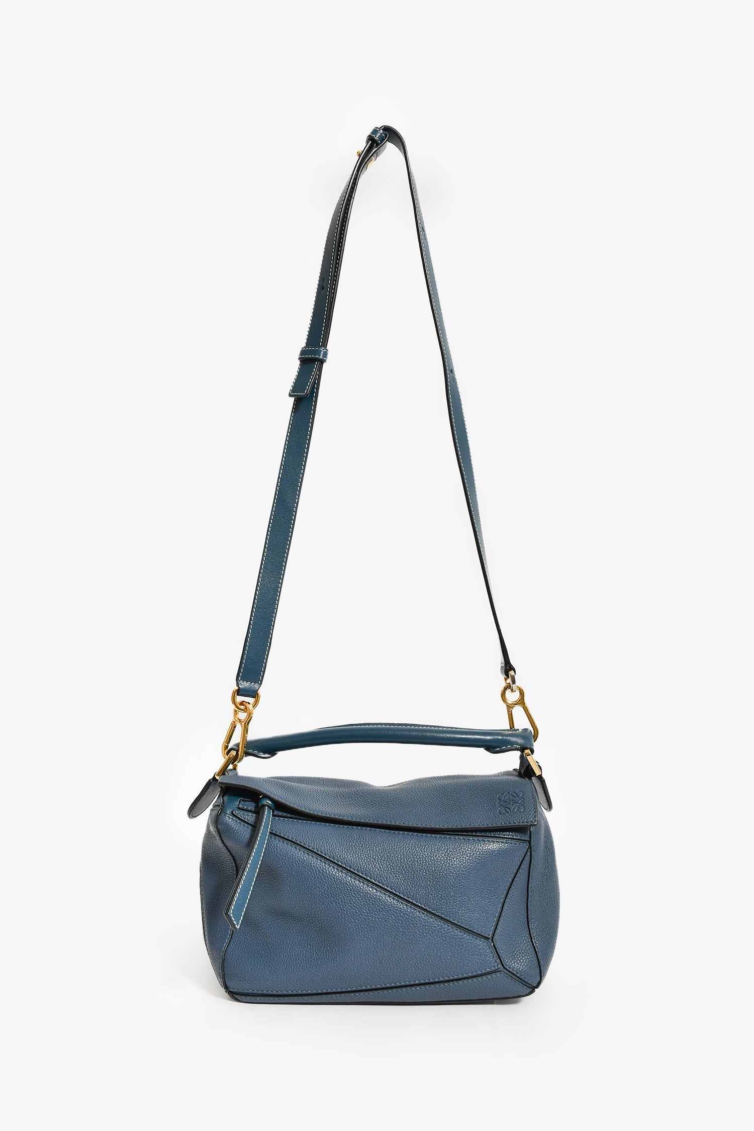 Loewe 2017 Blue Leather Small Puzzle Bag With Strap