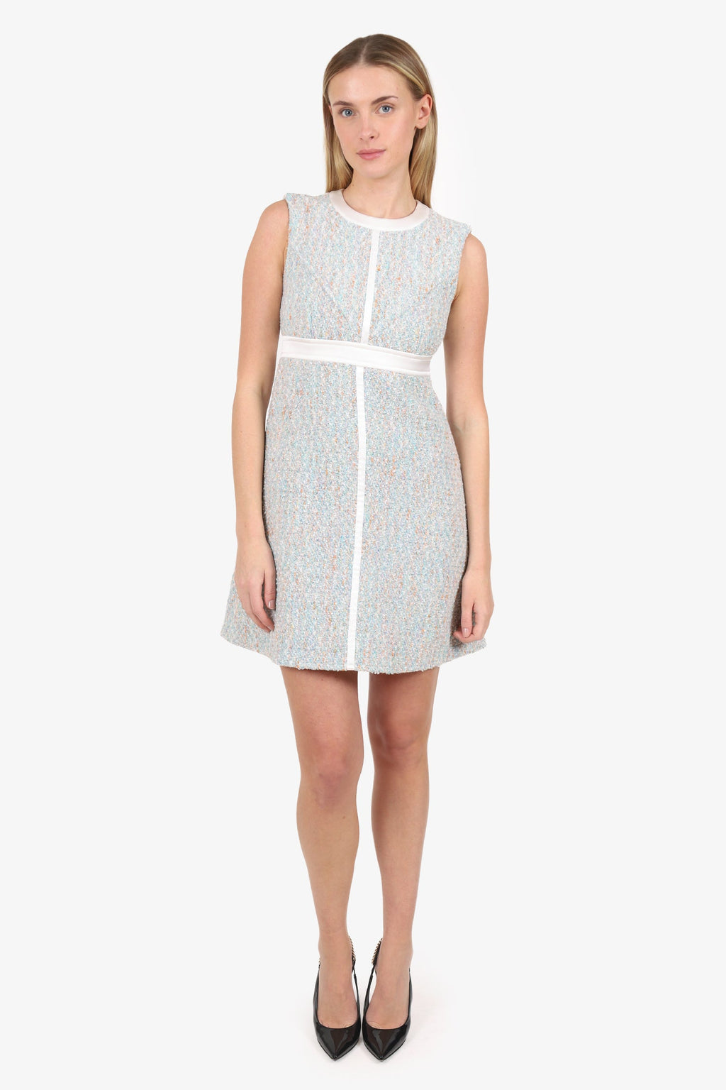 Louis Vuitton White/Multi Tweed Dress Size 34