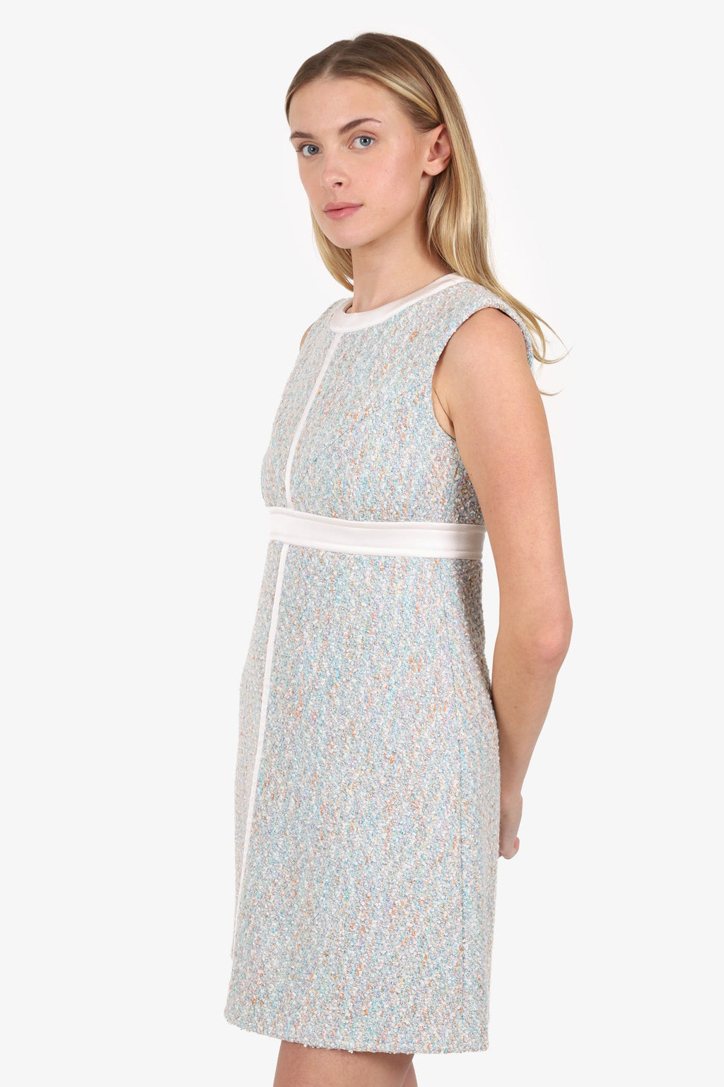 Louis Vuitton White/Multi Tweed Dress Size 34
