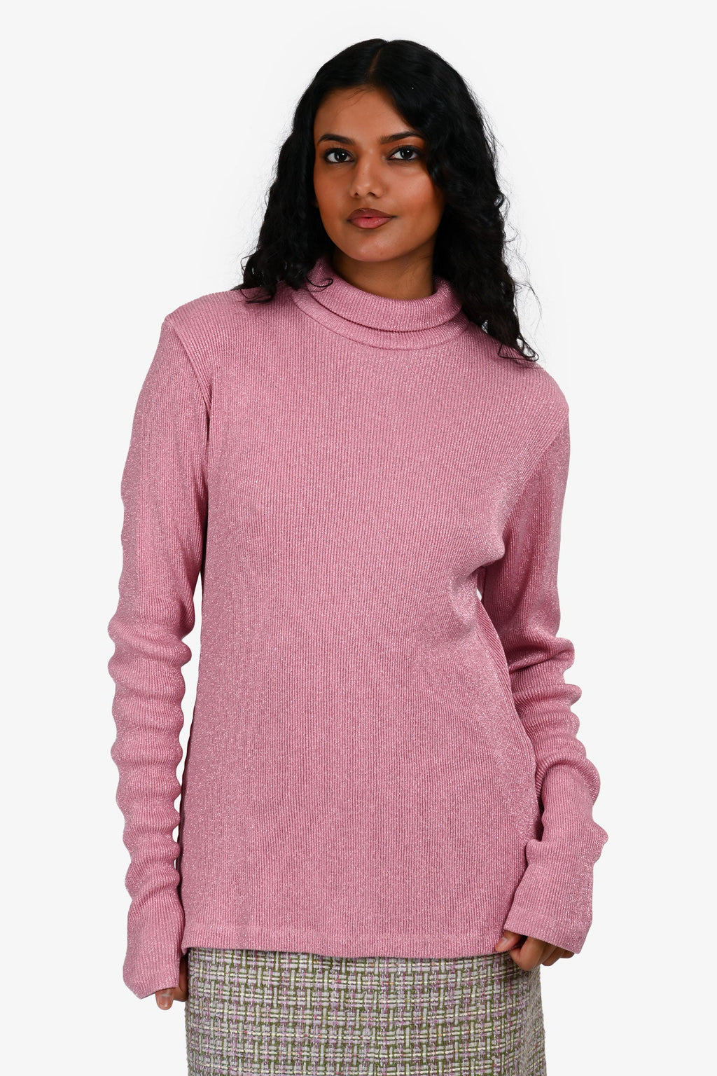 MM6 Maison Margiela Ribbed Glitter Turtleneck Long Sleeve Top Size M