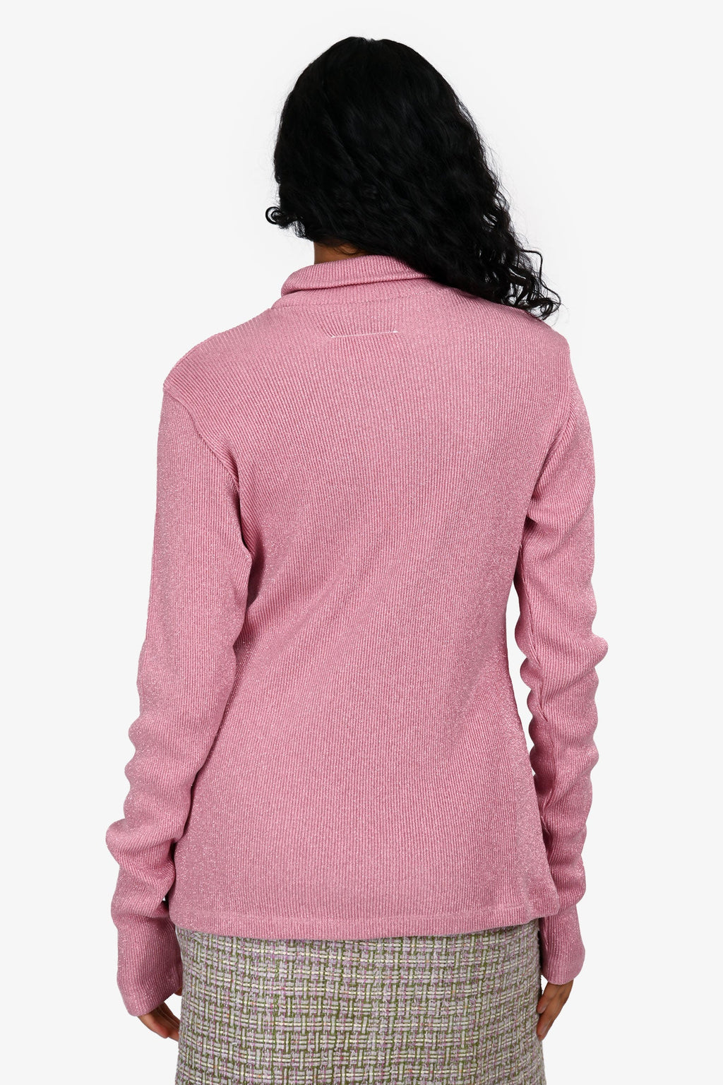 MM6 Maison Margiela Ribbed Glitter Turtleneck Long Sleeve Top Size M