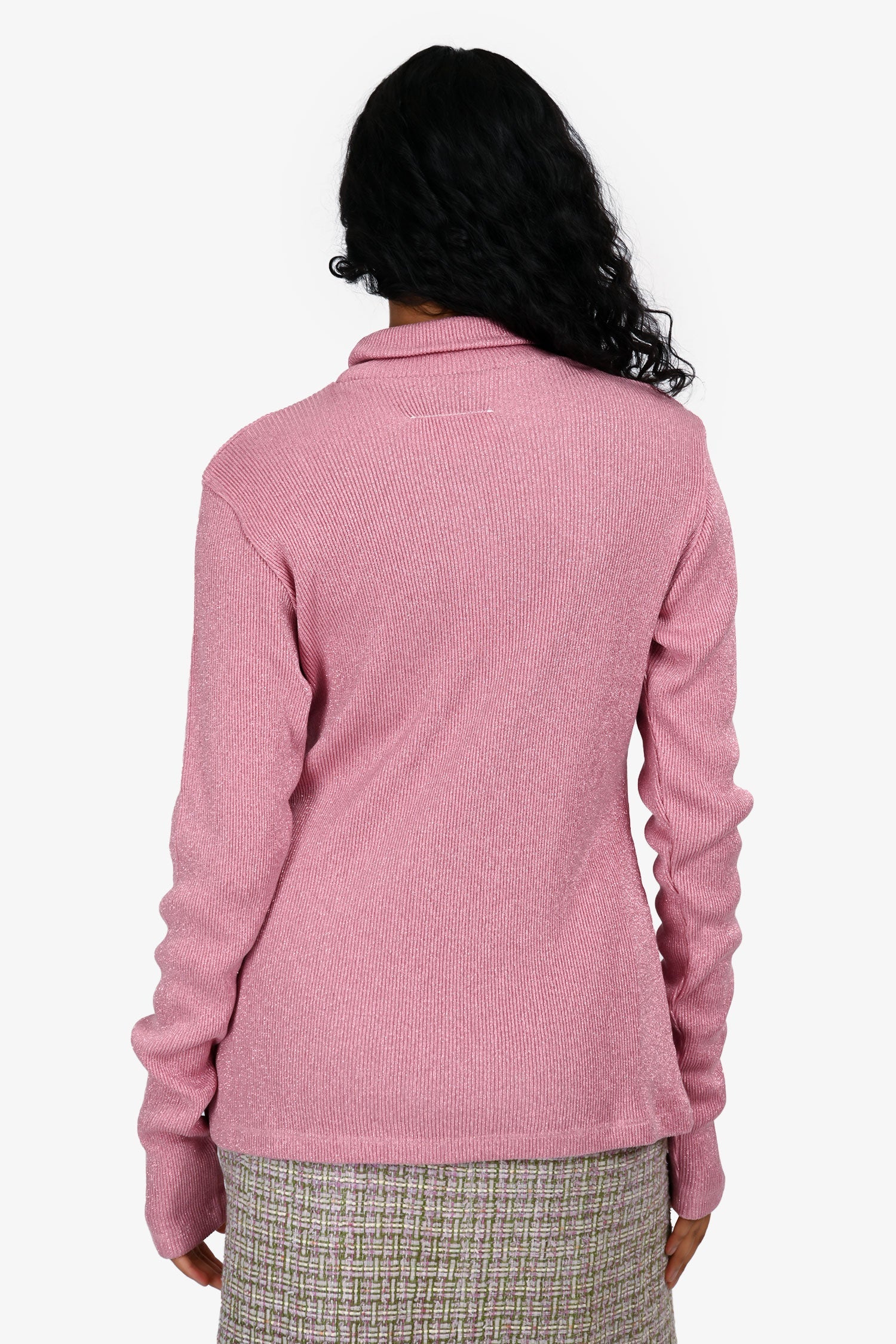 MM6 Maison Margiela Ribbed Glitter Turtleneck Long Sleeve Top Size M