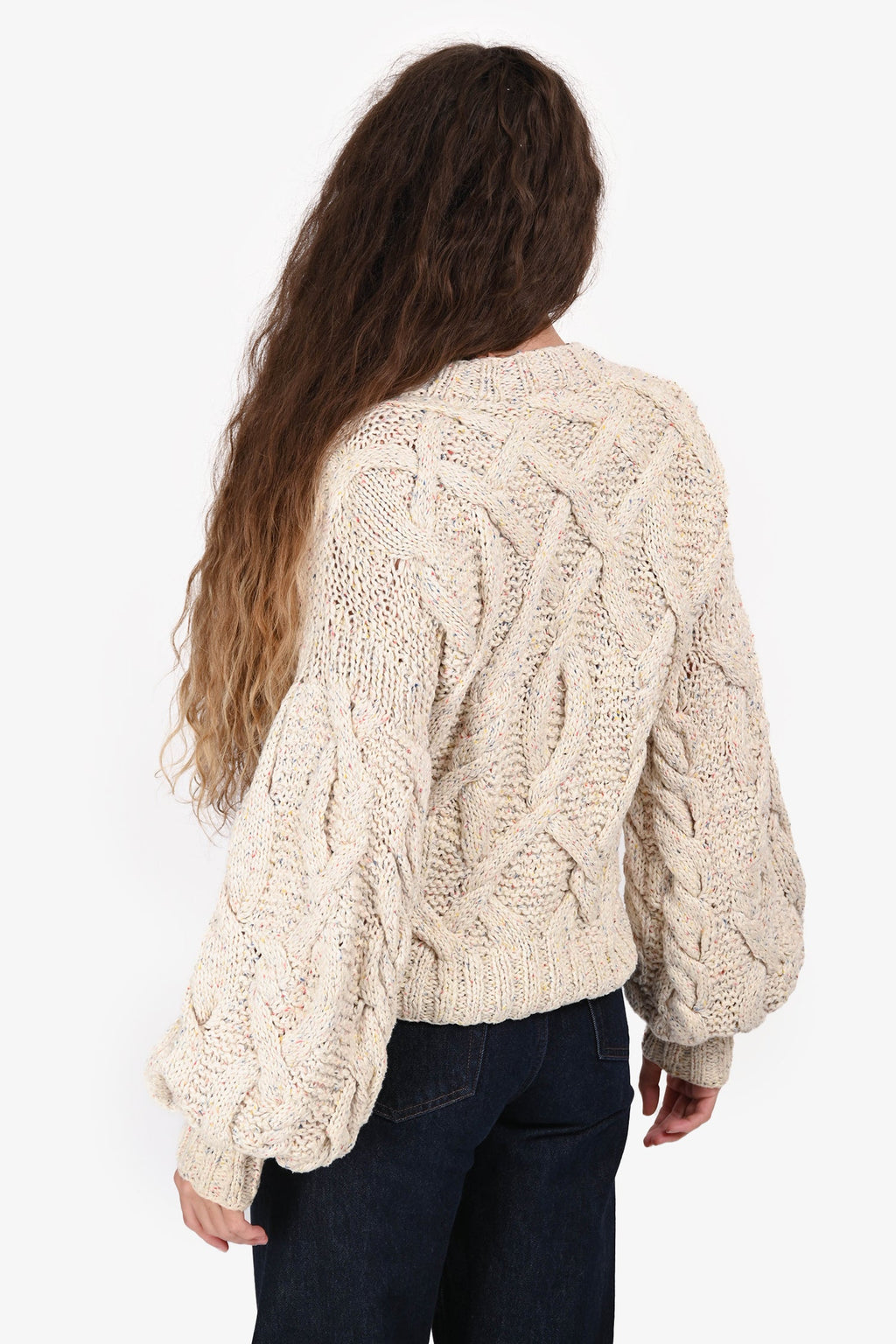 Ulla Johnson White Wool/Alpaca Knit Puff Sleeve igan Size S