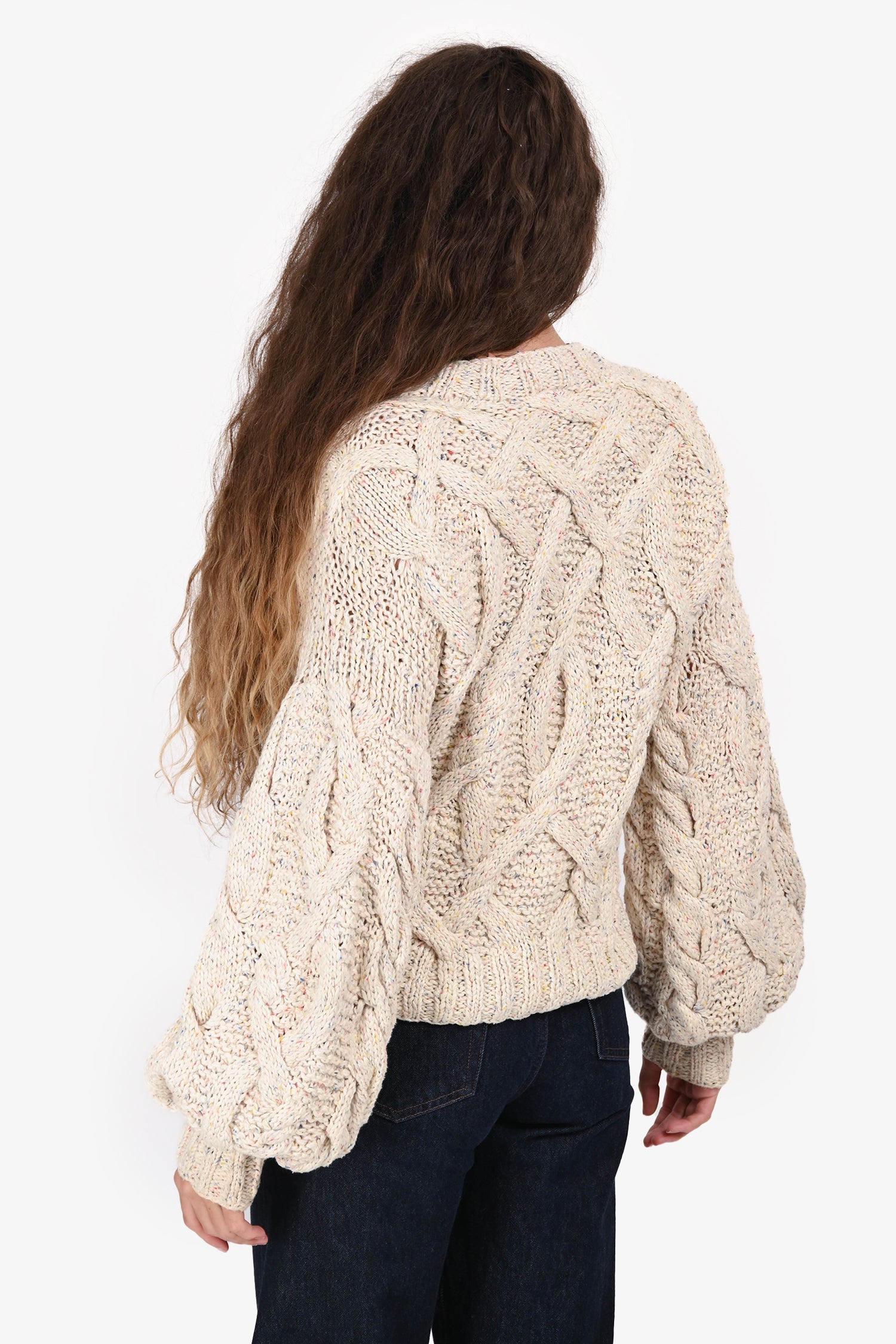Ulla Johnson White Wool/Alpaca Knit Puff Sleeve igan Size S