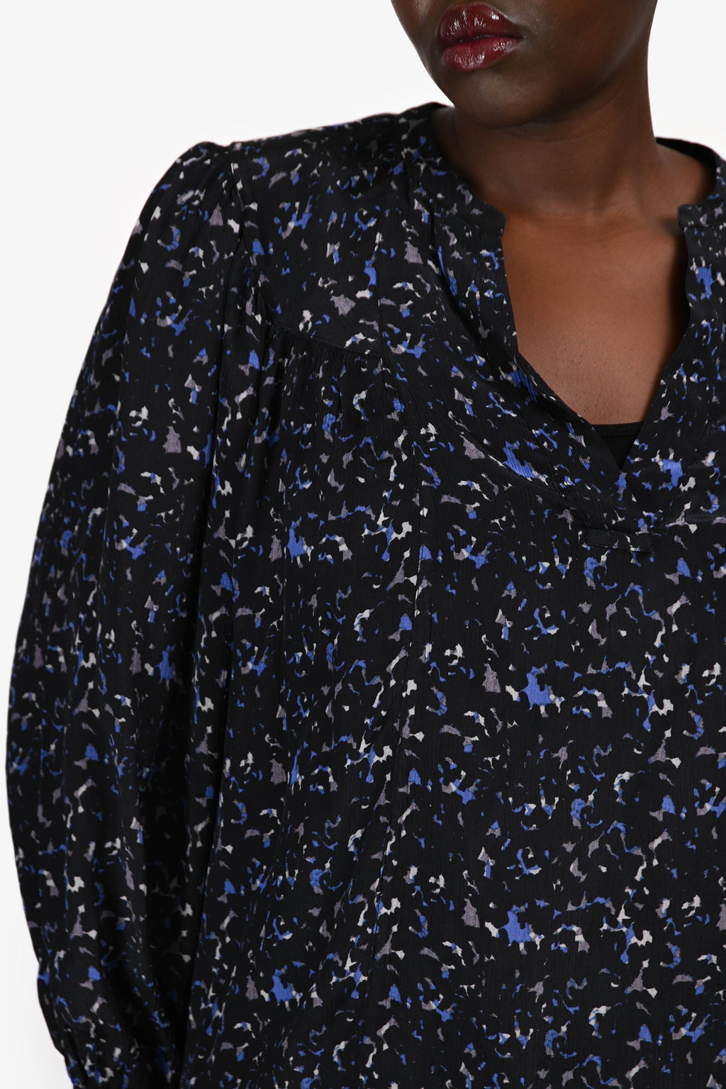 Rails Black/Purple V Neck Long Sleeve Blouse Size M