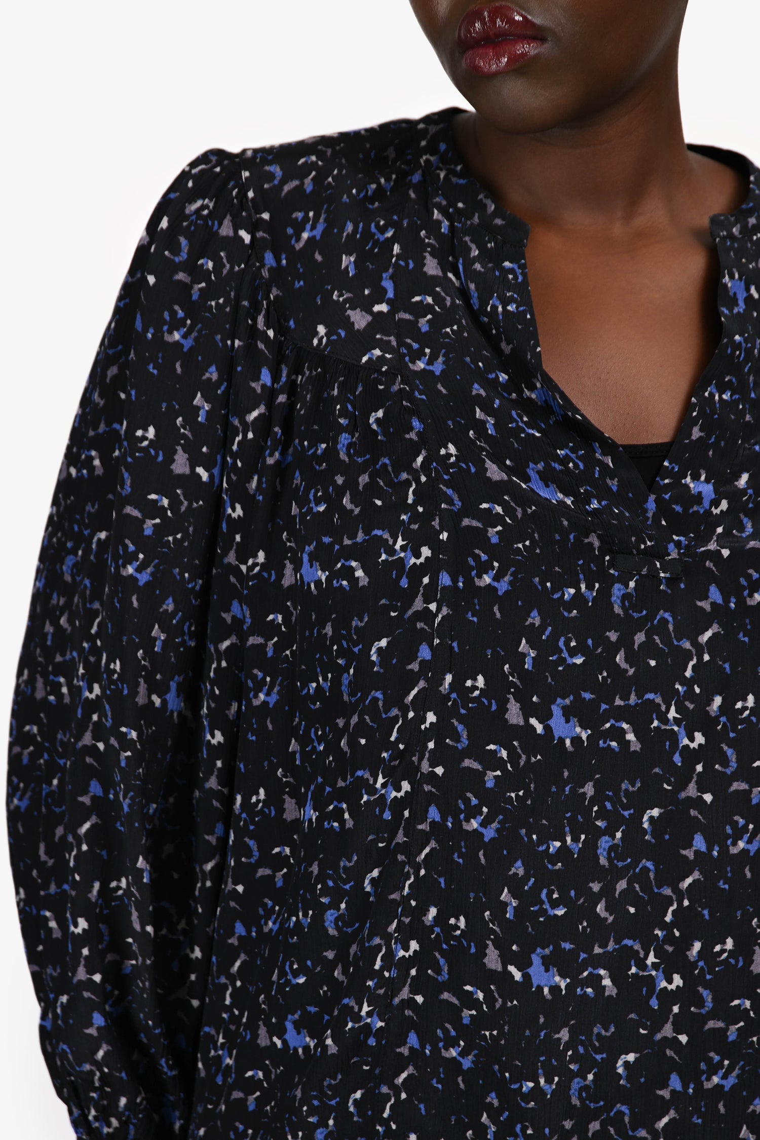 Rails Black/Purple V Neck Long Sleeve Blouse Size M