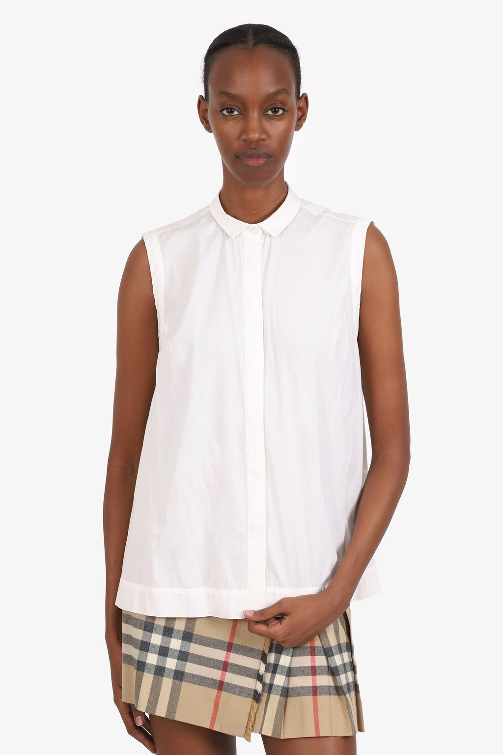 Brunello Cucinelli White Beaded Collar Blouse Size S