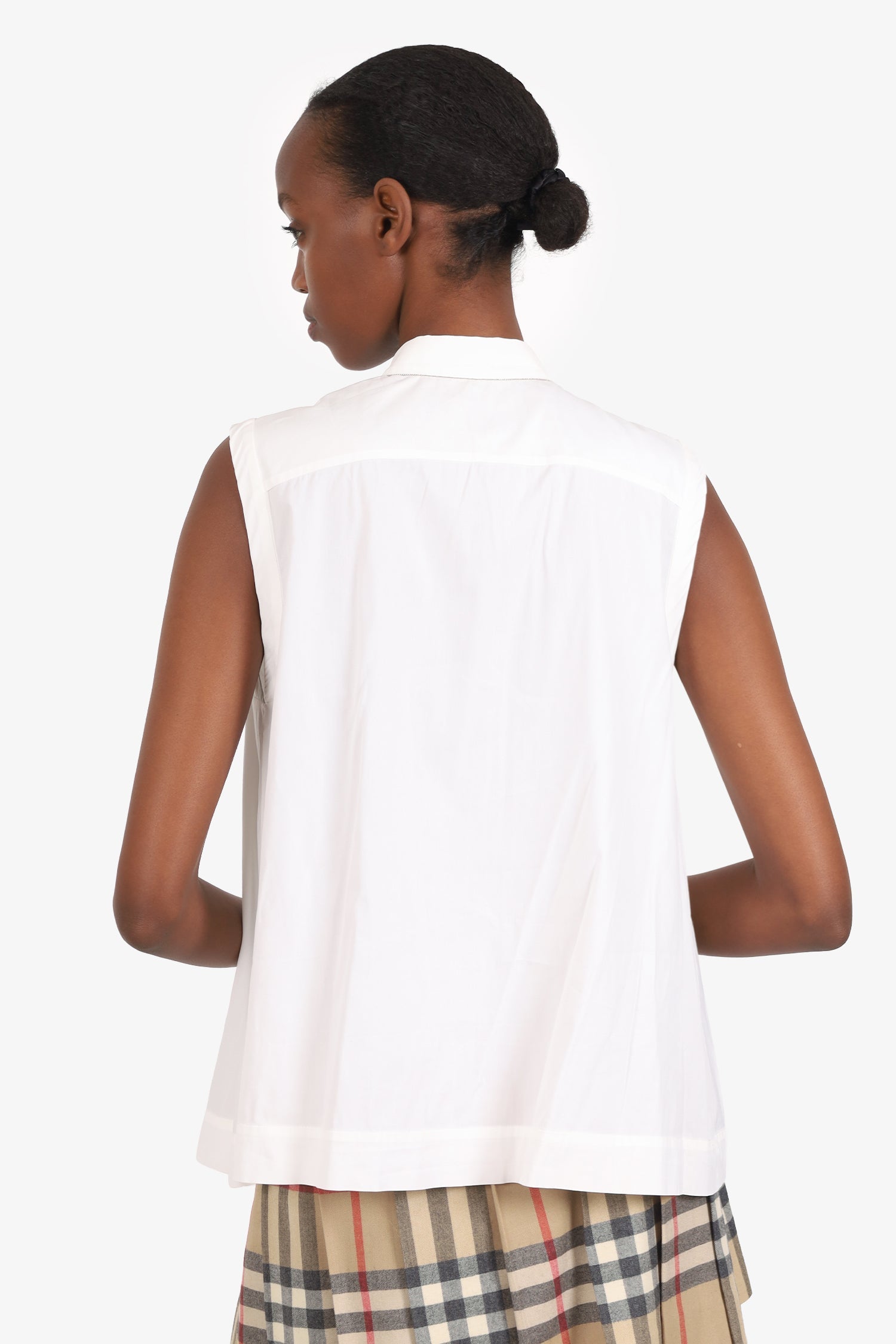 Brunello Cucinelli White Beaded Collar Blouse Size S