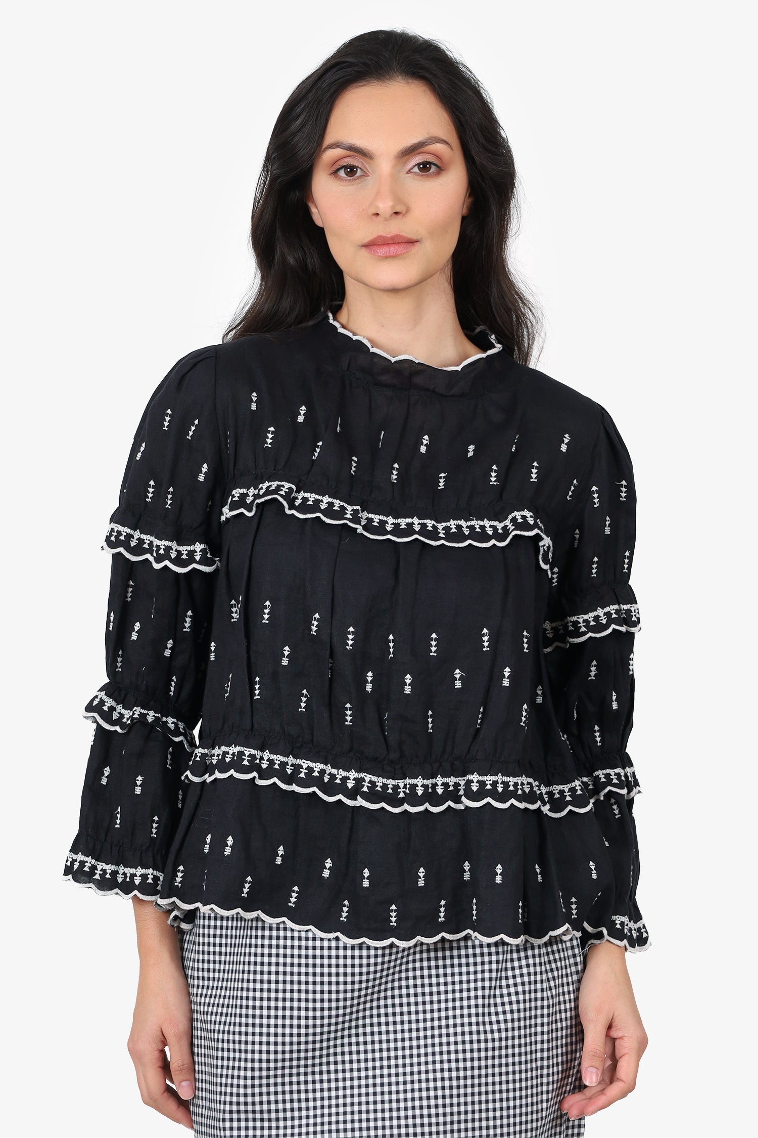 Isabel Marant Black/White Peasant Blouse Size 36