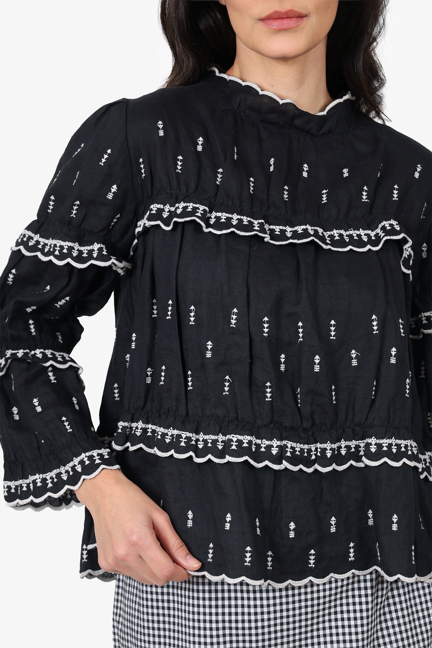 Isabel Marant Black/White Peasant Blouse Size 36