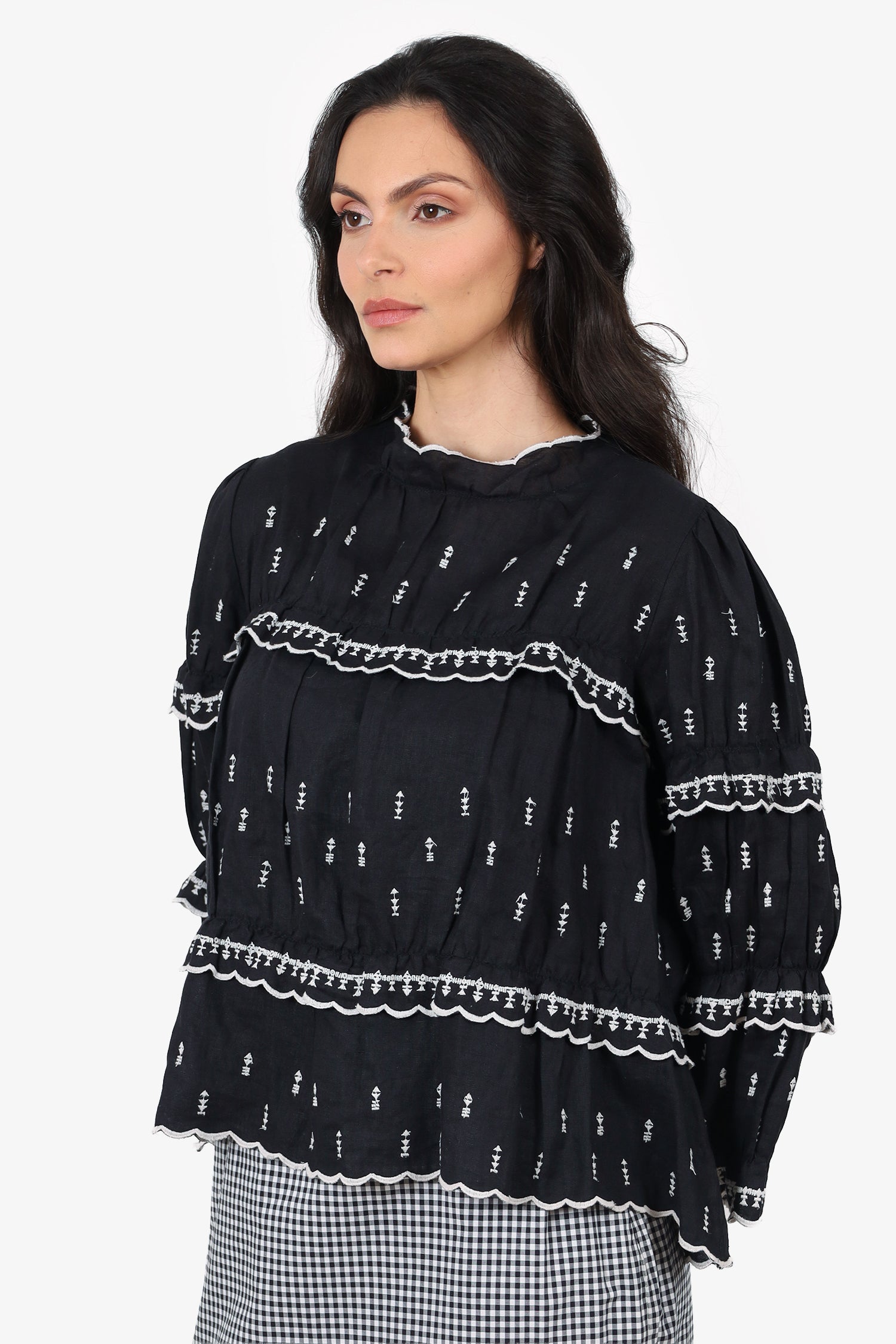 Isabel Marant Black/White Peasant Blouse Size 36