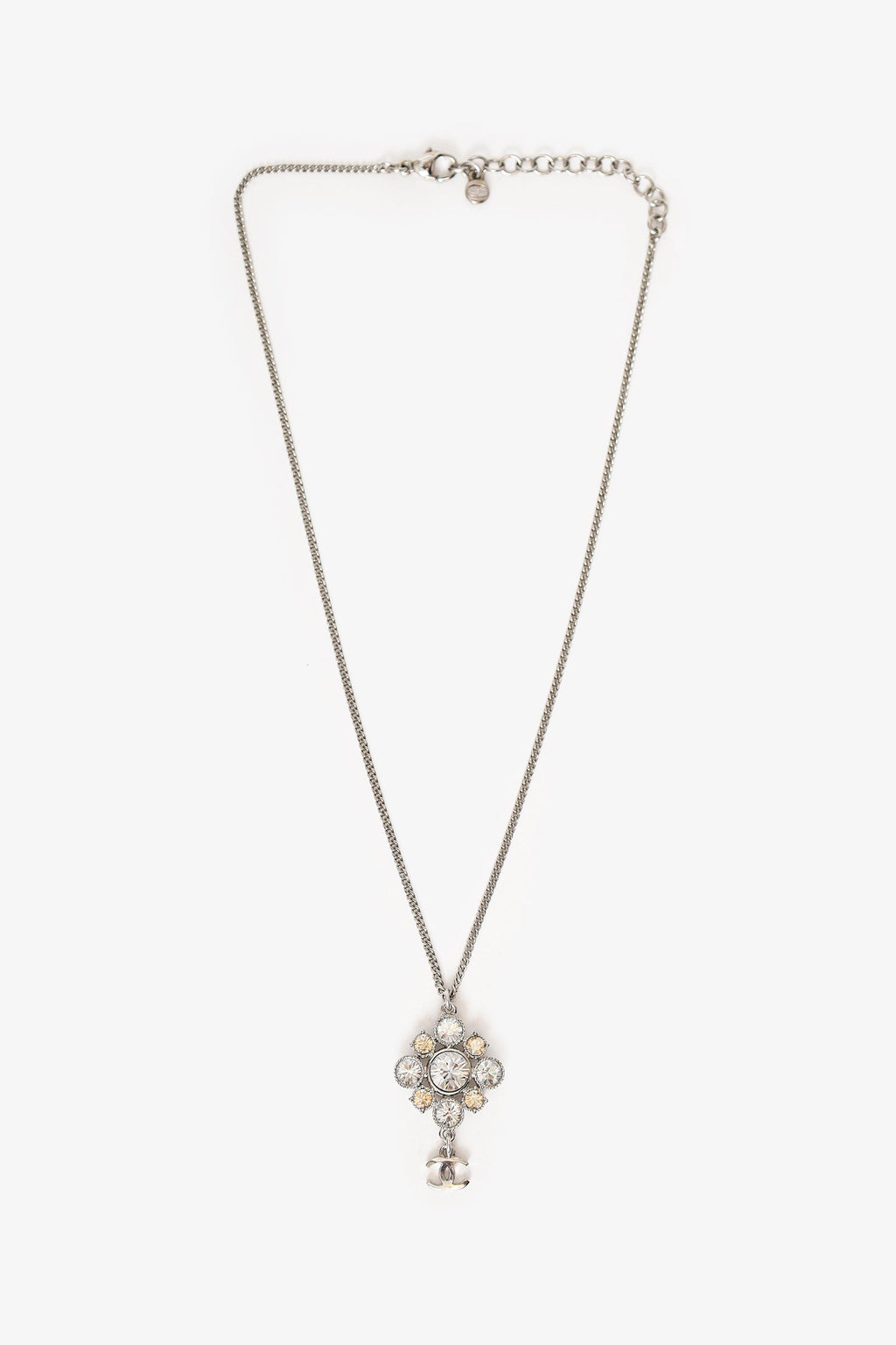Pre-Loved Chanel™ White/Yellow Crystal Floral Pendant Necklace
