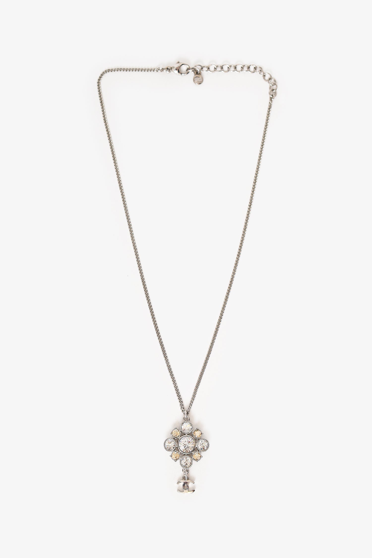 Pre-Loved Chanel™ White/Yellow Crystal Floral Pendant Necklace