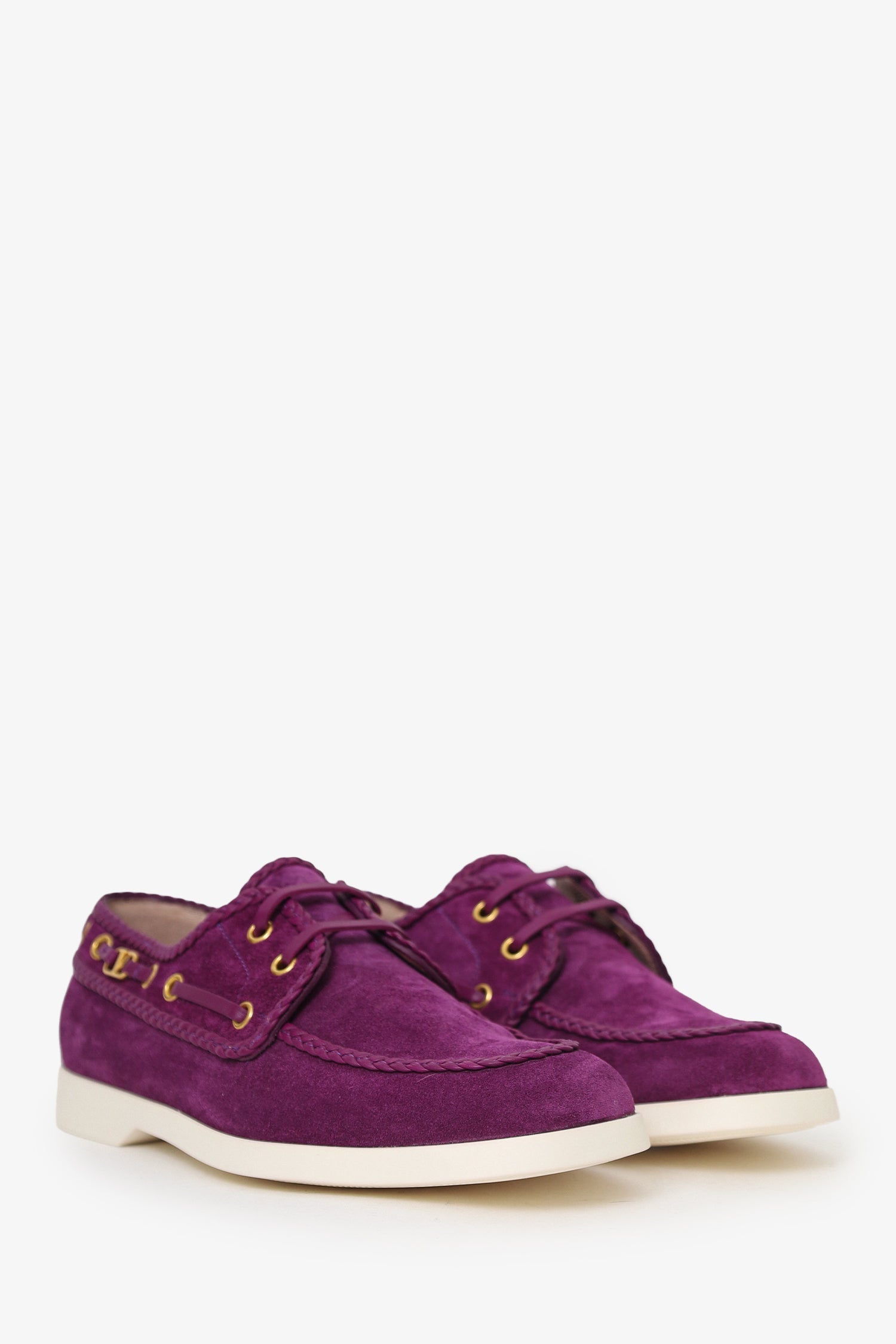 Valentino Purple Suede Palm Avenue Boat Shoes Size 38