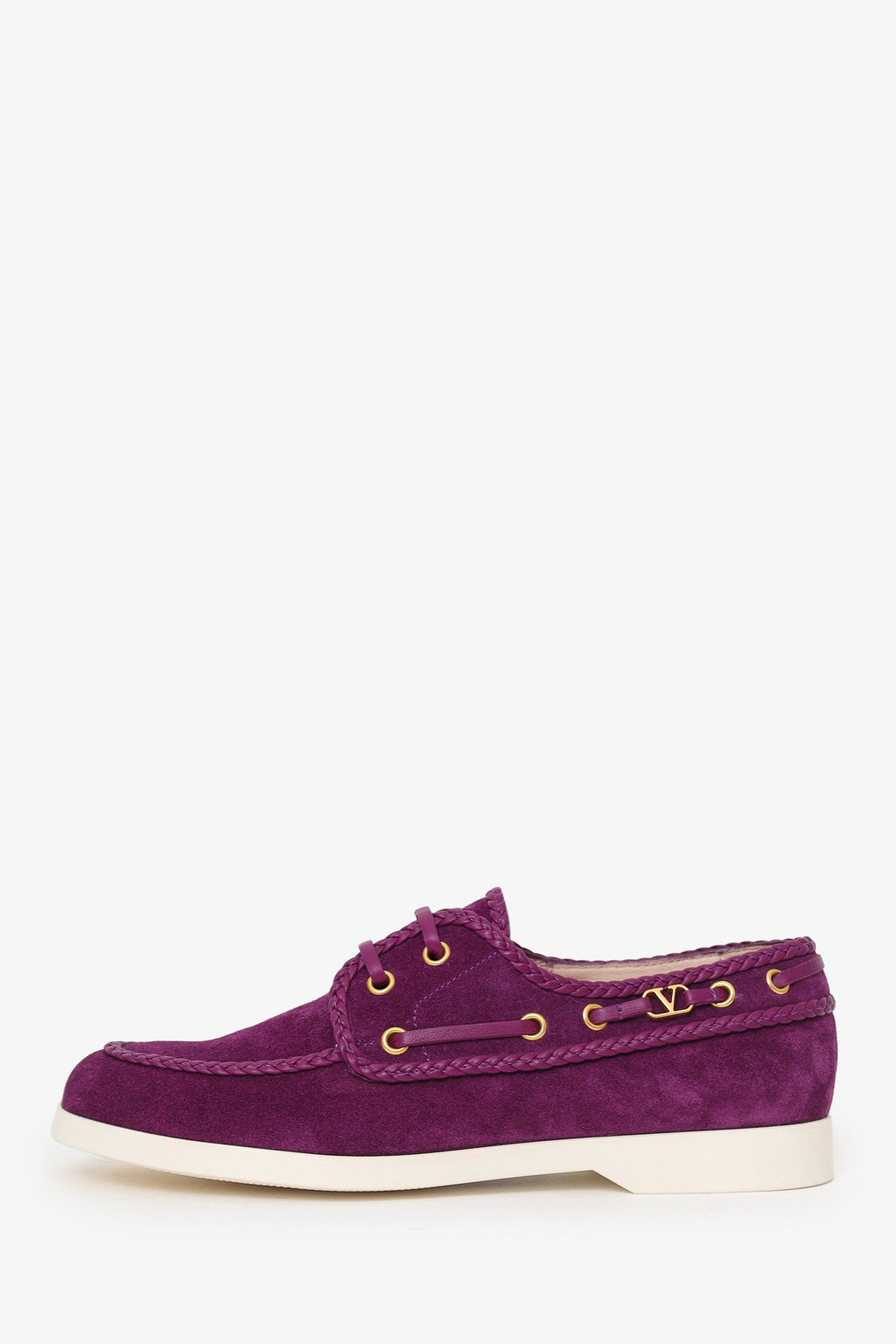 Valentino Purple Suede Palm Avenue Boat Shoes Size 38
