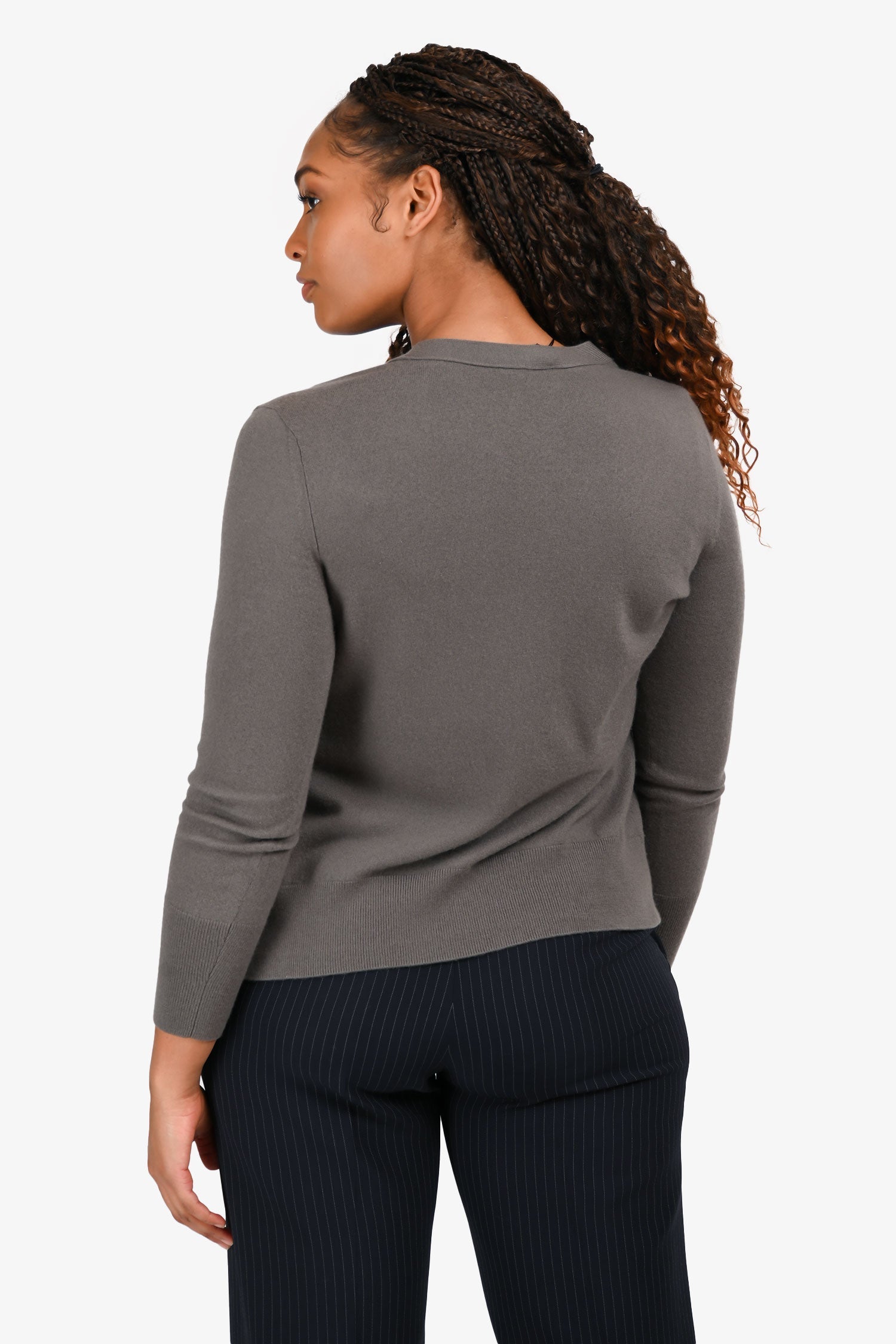 Loro Piana Grey Cashmere Long Sleeve Buttoned Sweater Size 42