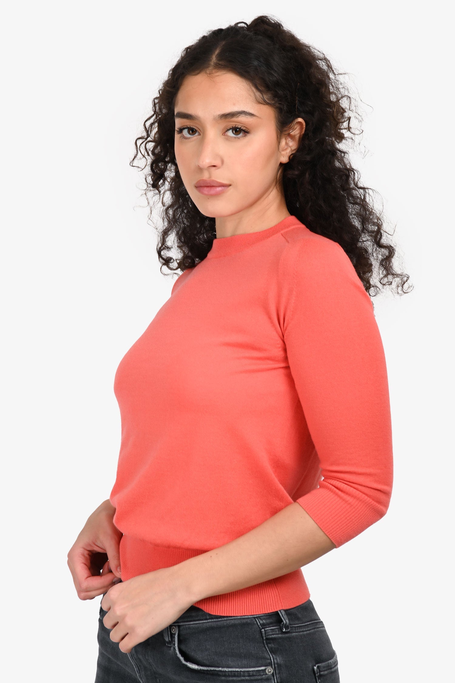 Loro Piana Coral Cashmere Quarter Sleeve Top Size 36