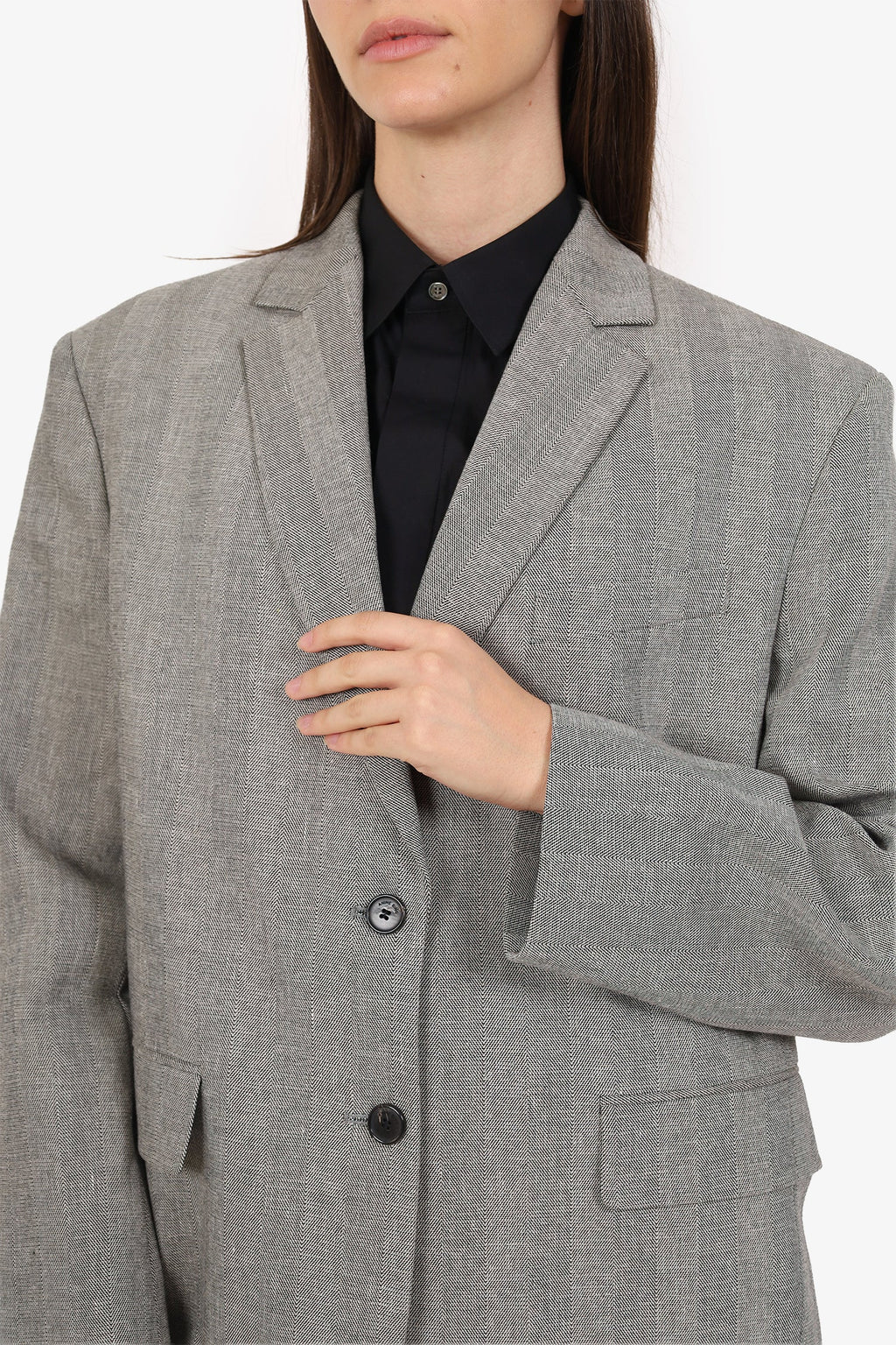 Anine Bing Black/White Herringbone Blazer Size M