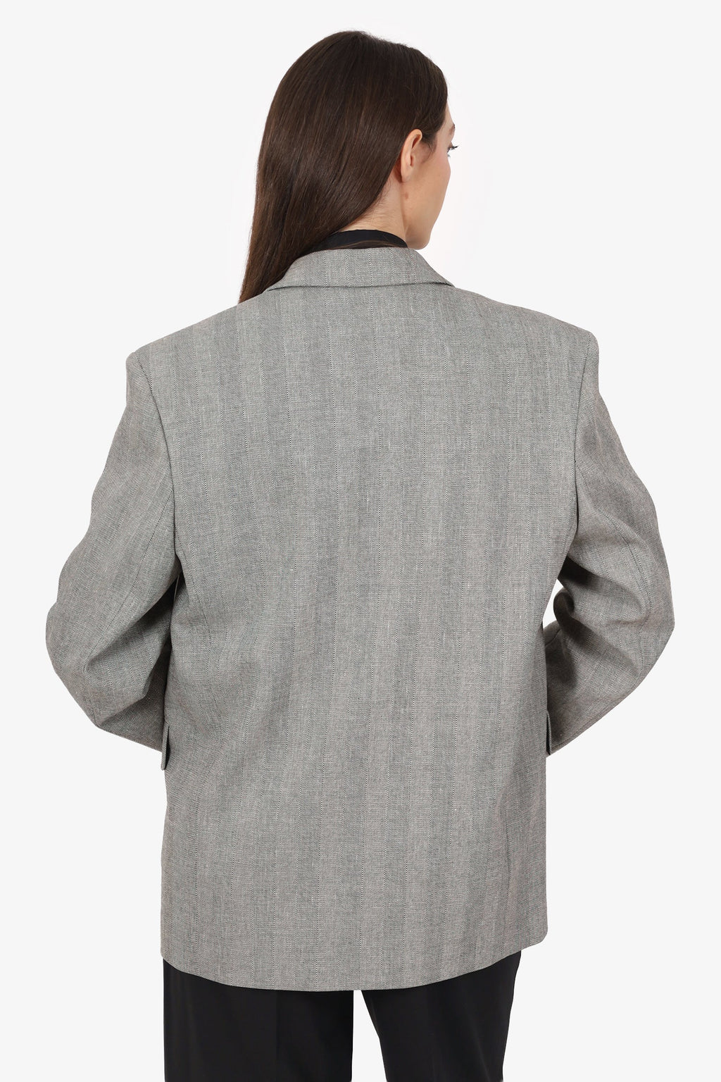 Anine Bing Black/White Herringbone Blazer Size M