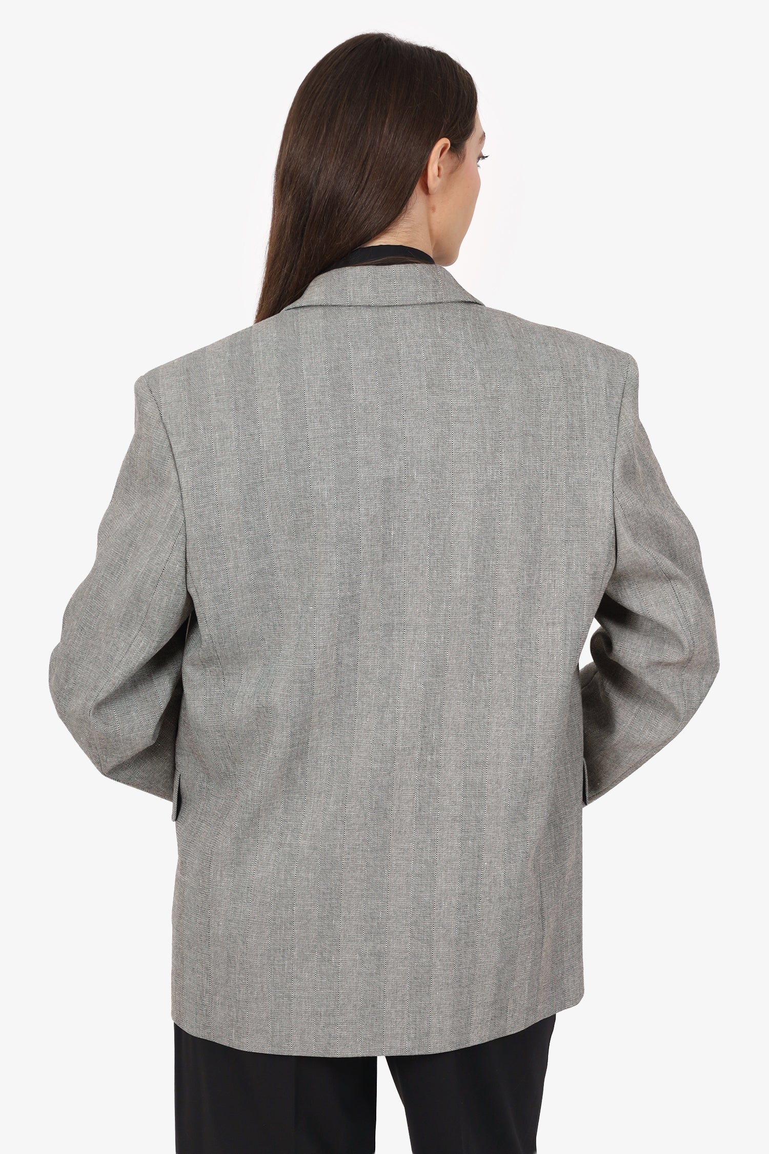 Anine Bing Black/White Herringbone Blazer Size M