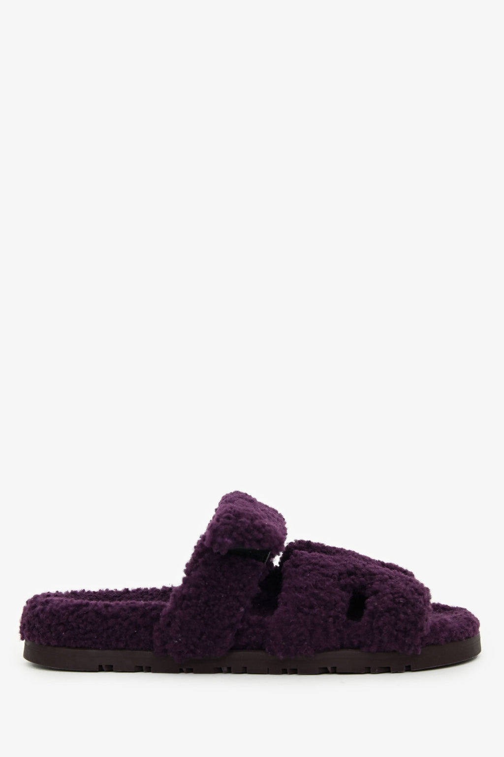 Hermès Purple Shearling Leather Chypre Sandals Size 36