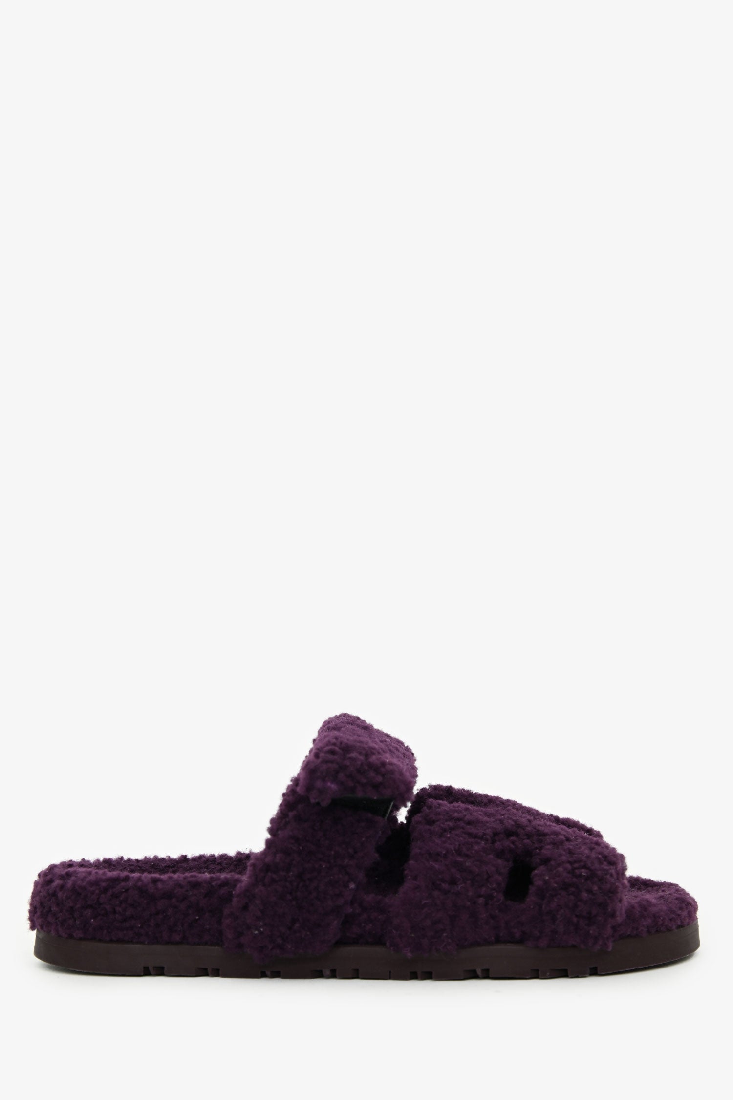 Hermès Purple Shearling Leather Chypre Sandals Size 36