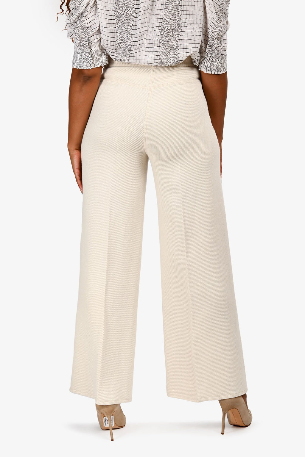 Forte Forte Cream Cotton/Wool Blend Chevron Wide Leg Pants Size 1