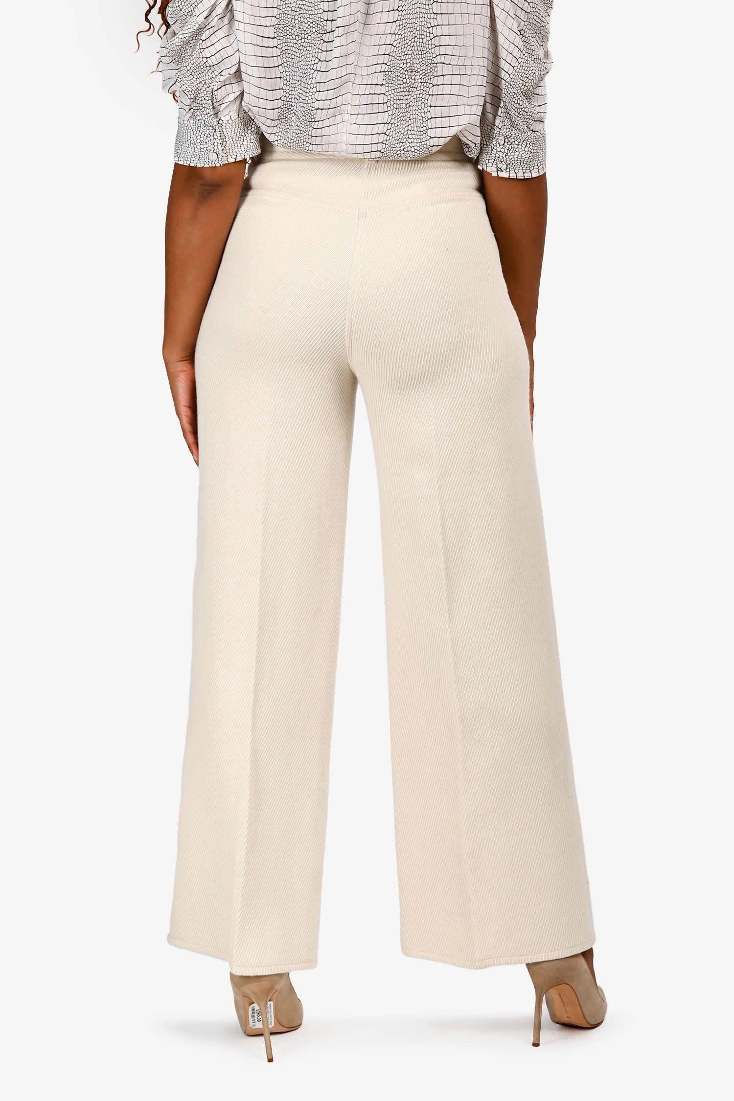 Forte Forte Cream Cotton/Wool Blend Chevron Wide Leg Pants Size 1