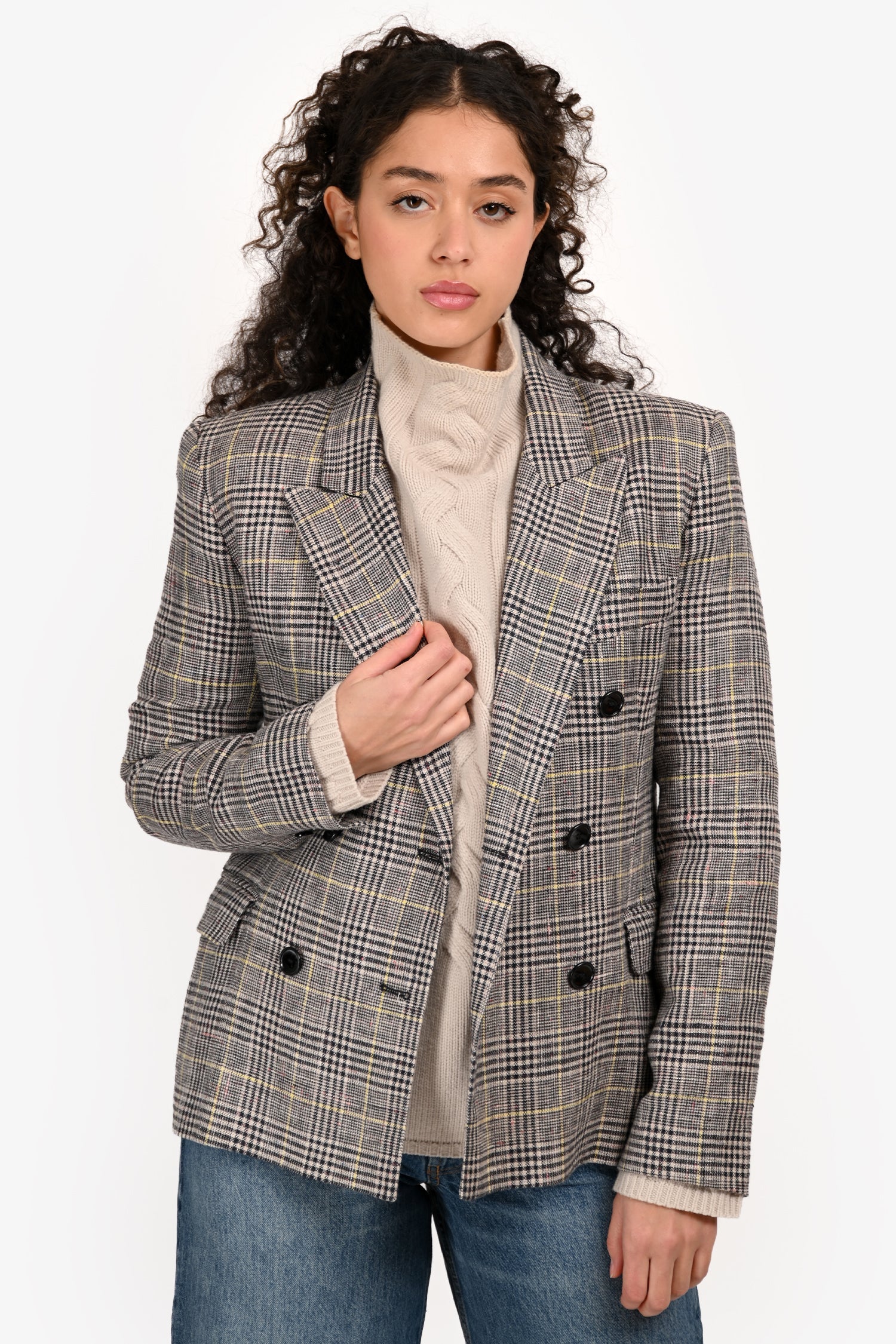 Isabel Marant Black/White Check Double Breasted Blazer Size 36