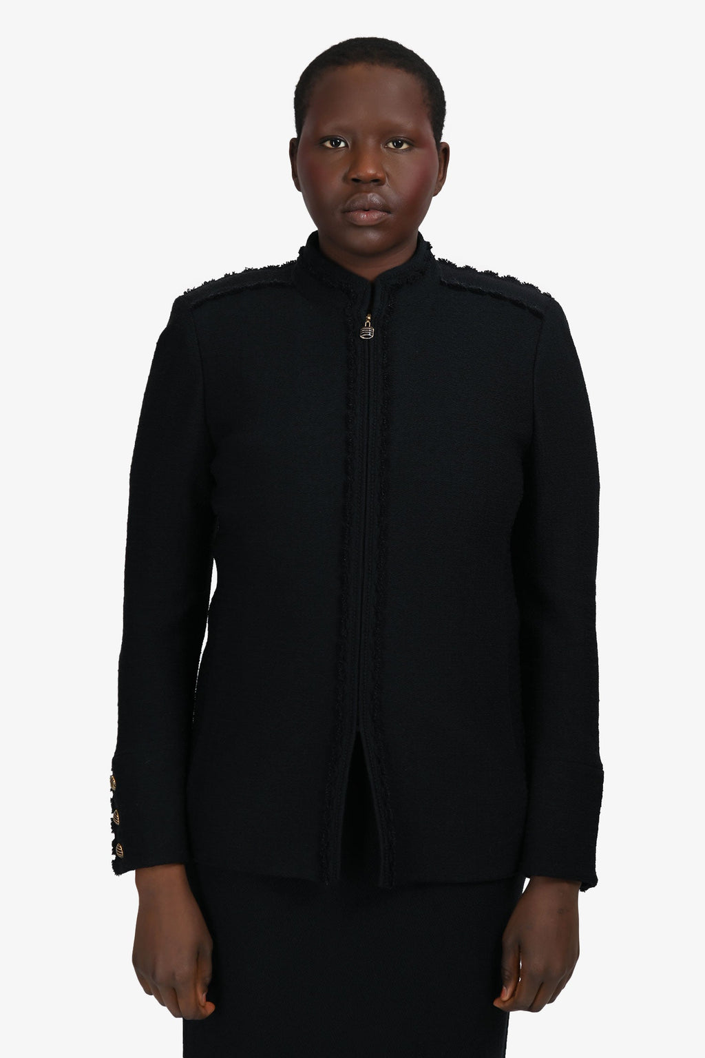 St. John Black Knit Zip-Up Jacket Size 8