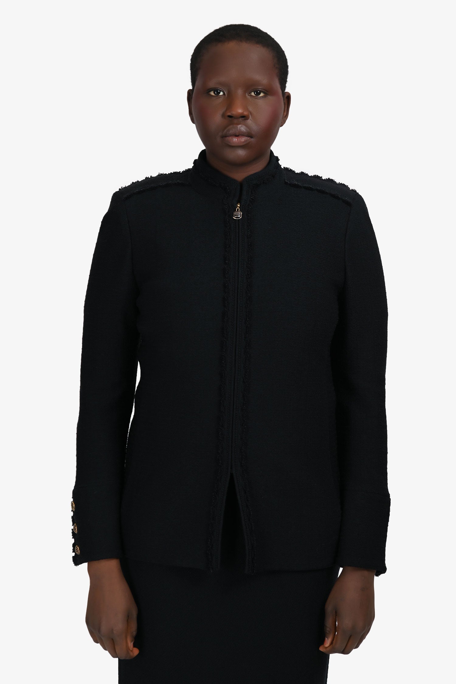 St. John Black Knit Zip-Up Jacket Size 8