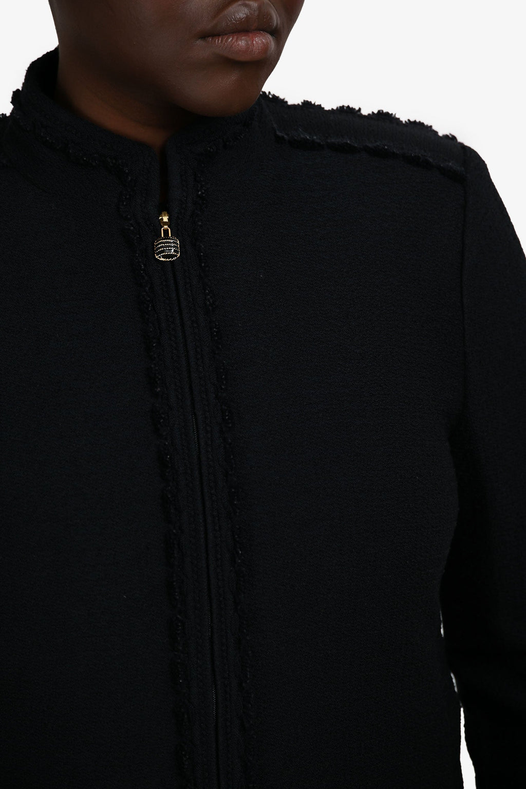 St. John Black Knit Zip-Up Jacket Size 8