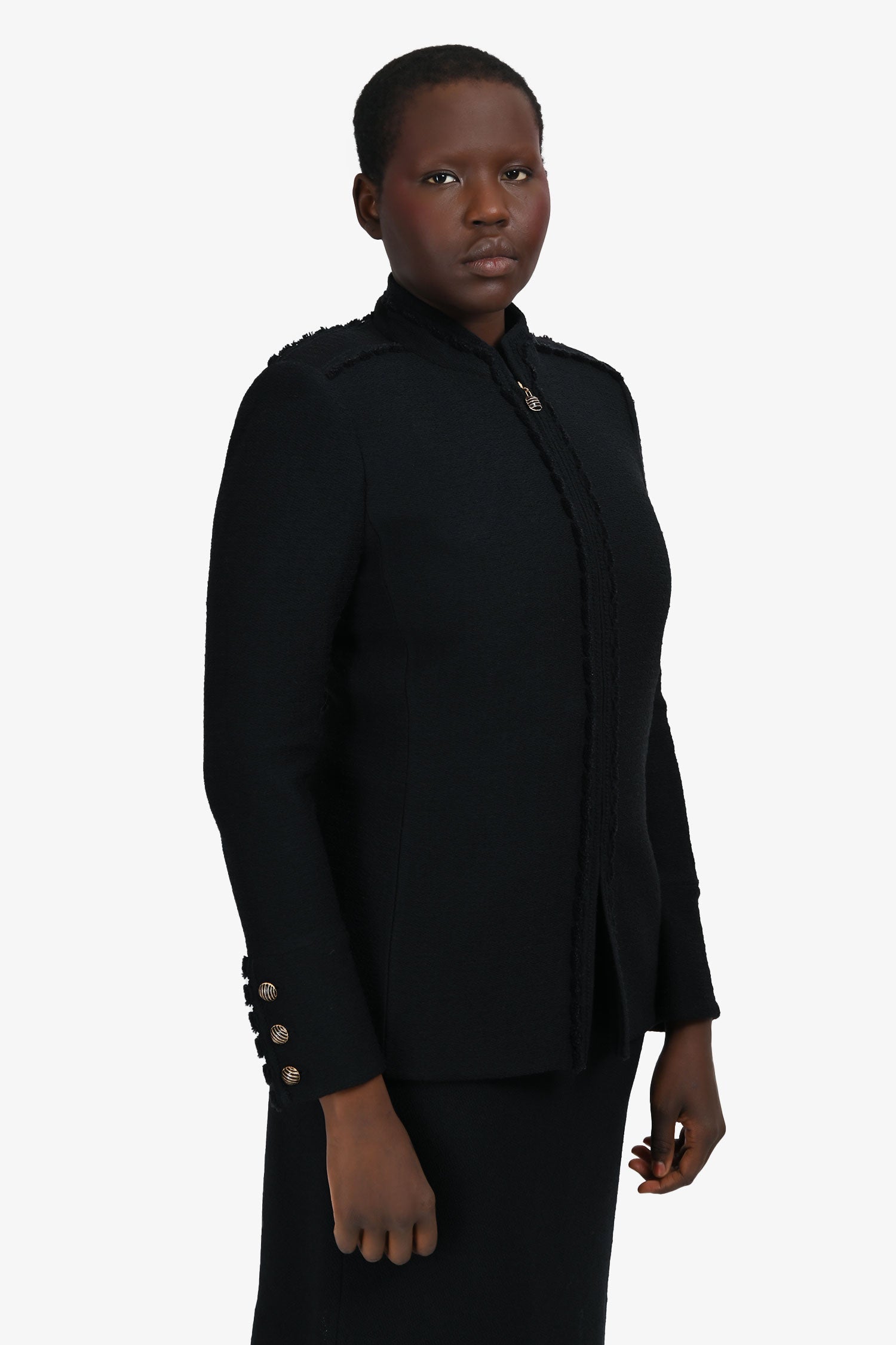 St. John Black Knit Zip-Up Jacket Size 8