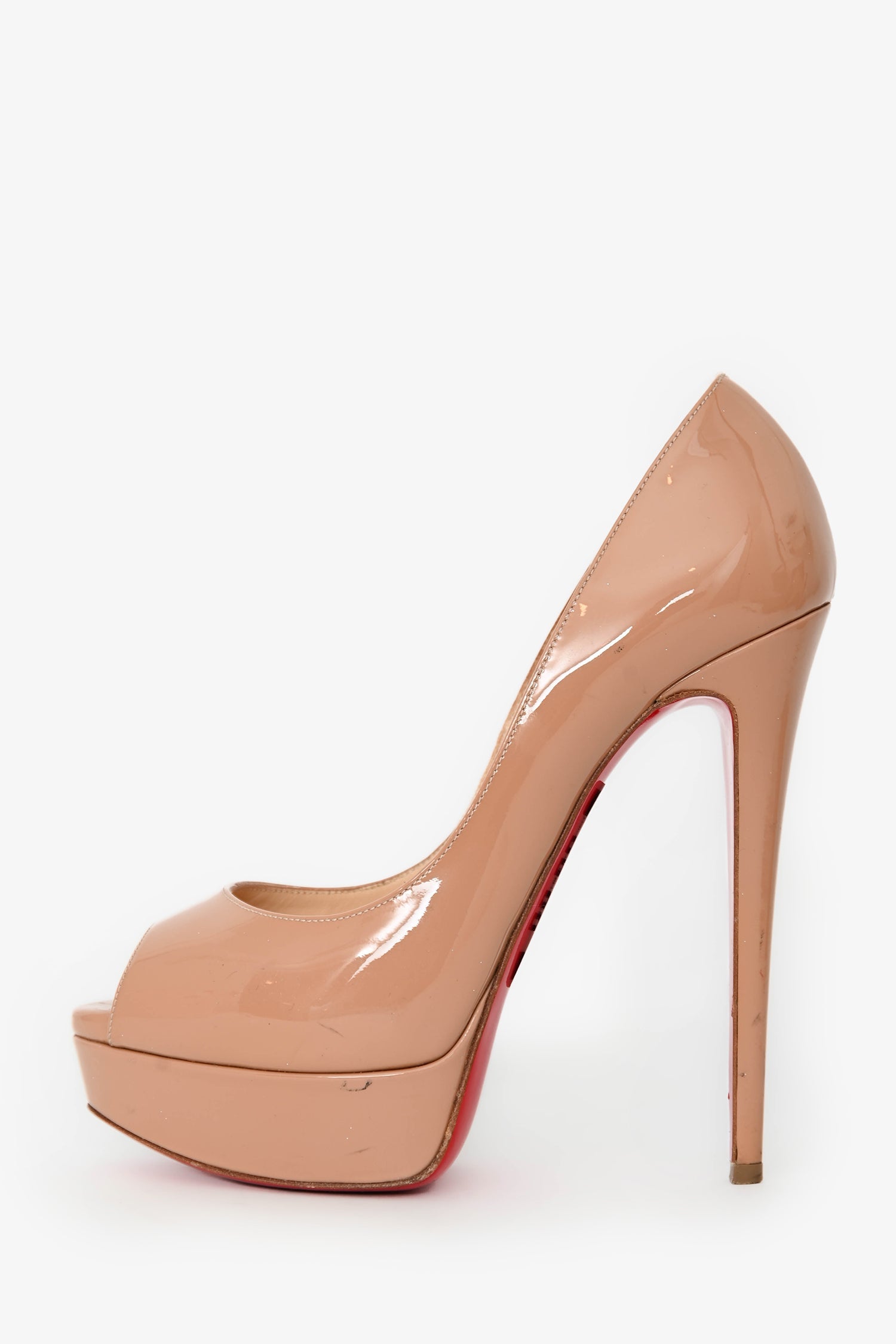 Christian Louboutin Nude Peep-Toe Platform Heels Size 37