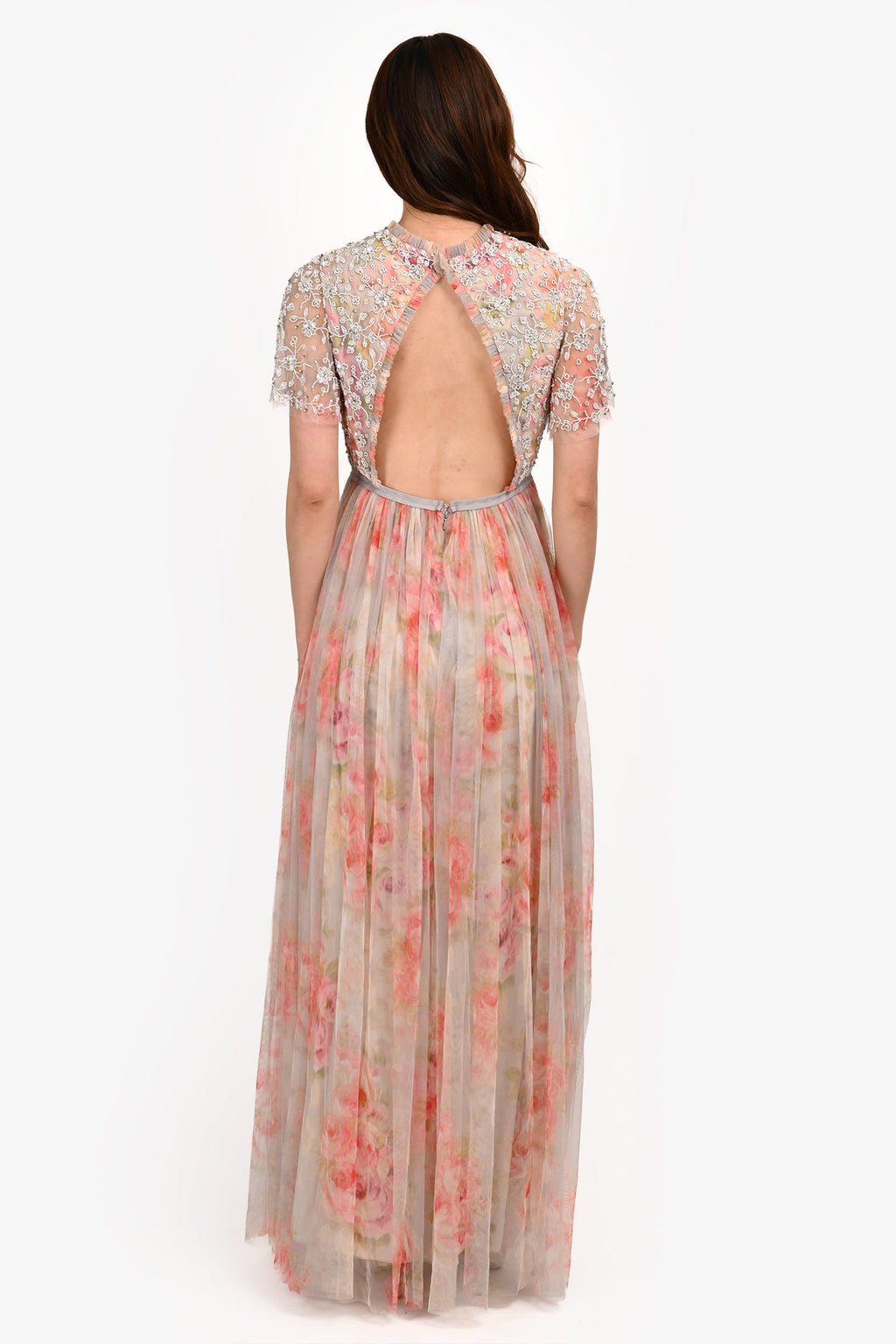 Needle & Thread Pink Floral Beaded Gown Size 6